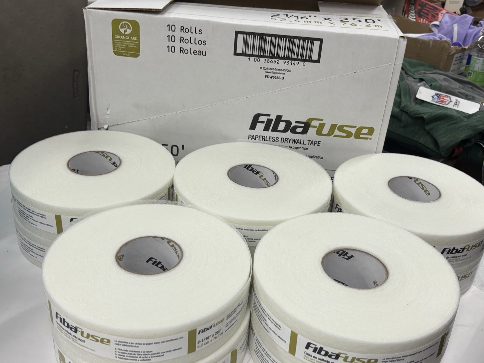 Case of 10 Rolls FibaFuse 2-1/16″ x 250′ White Paperless Drywall Joint Tape