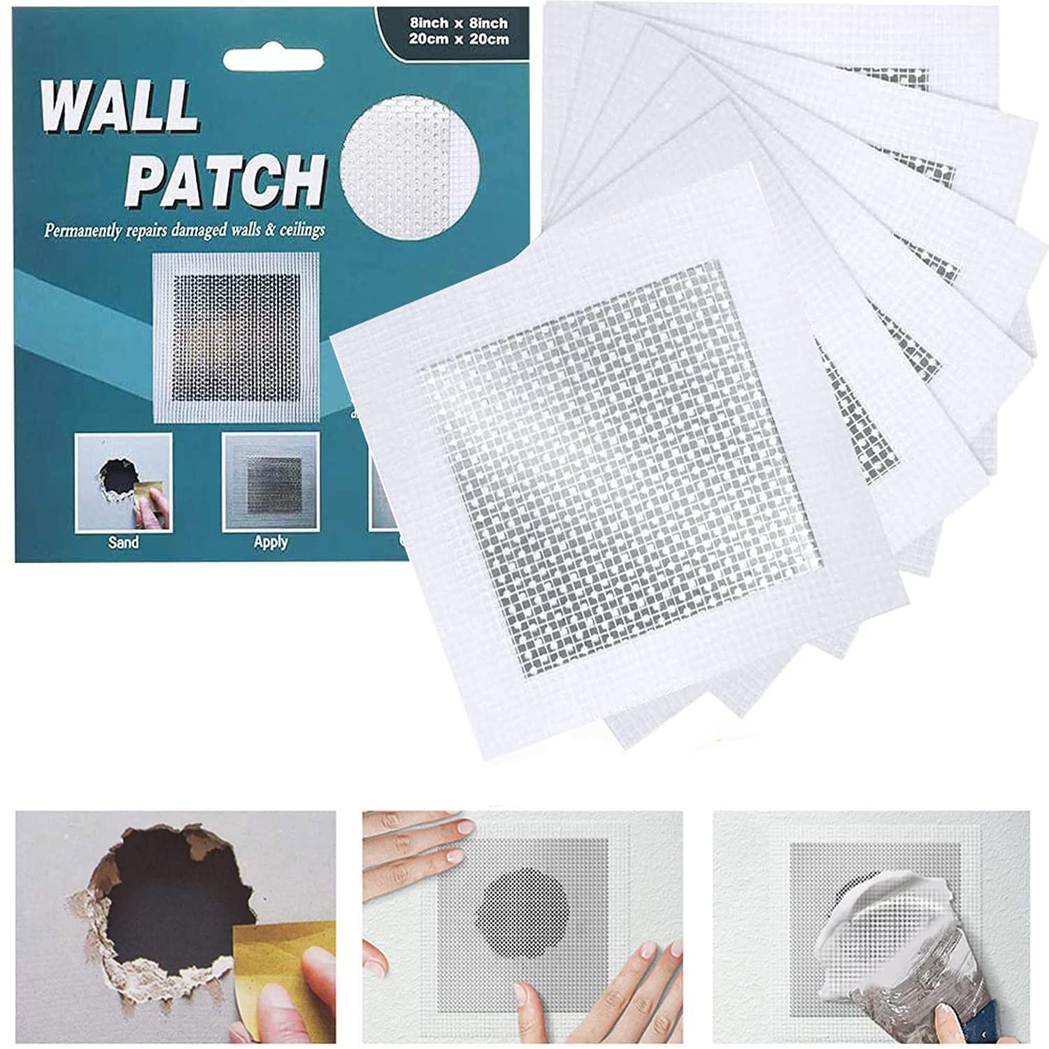 Drywall Repair Patch Kit 6 Inch, 6 Pack, Self~Adhesive Fiberglass