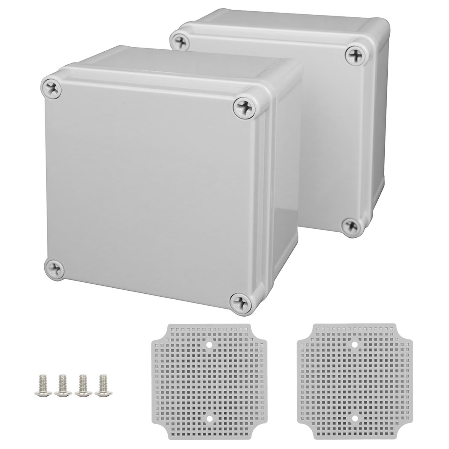 Junction Box, 4.9″x 4.9″x 3″(2 Pack) Outdoor Electrical Box with Mounting Pla…