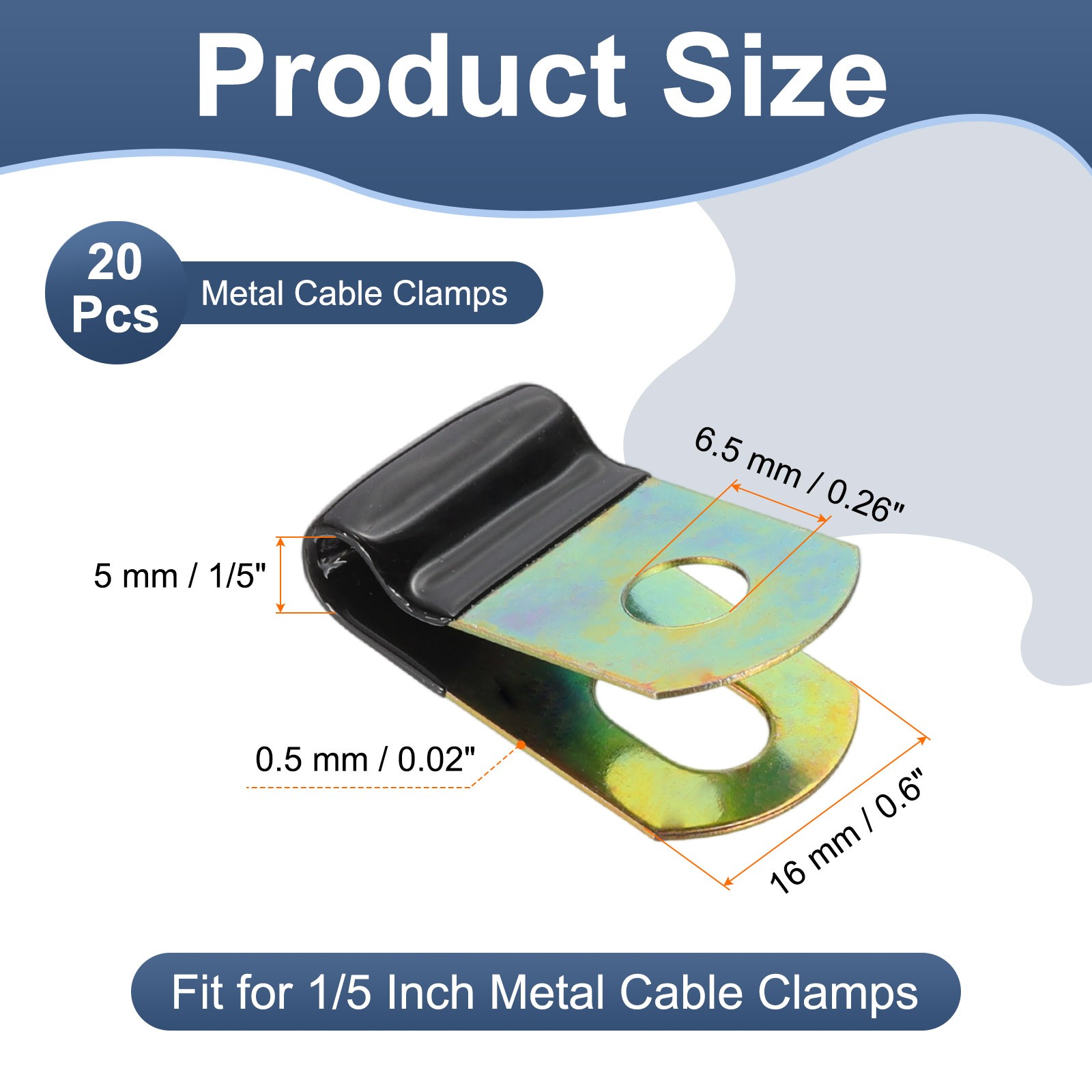 20Pcs 1/5″ Vinyl Coated Cable Clamps Galvanized Steel Metal Cable Clips Black