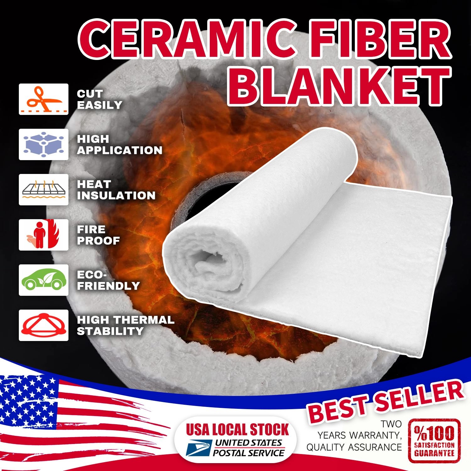 MODIGT 16″x24″ Energy Saving Ceramic Fiber for Pipeline Heat Insulation 10mm