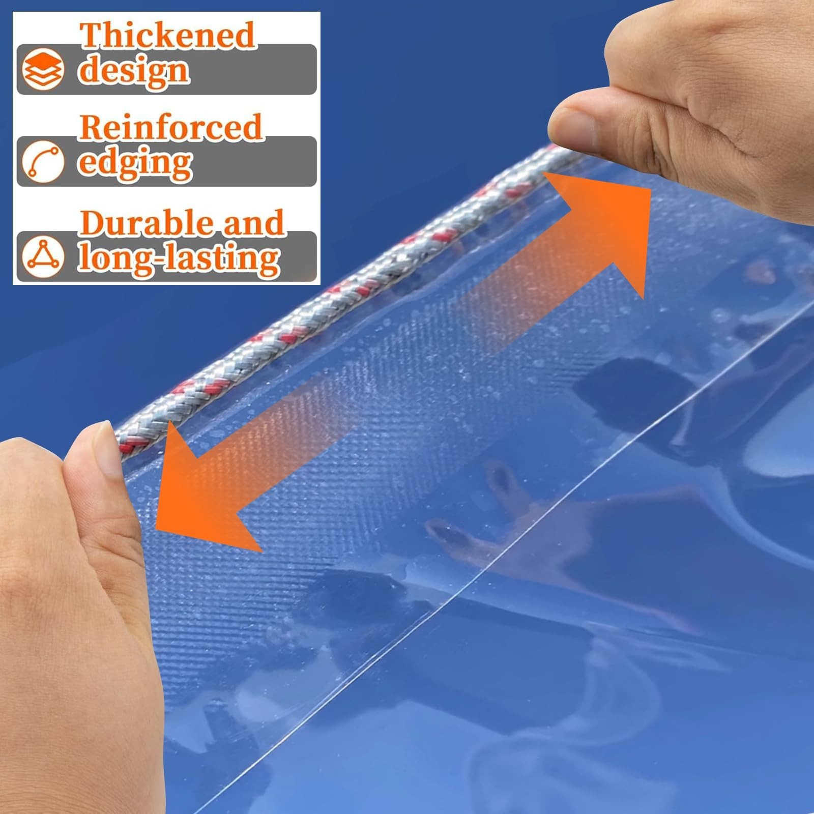 8x10FT Clear Tarp – PE Clear Vinyl Tarp Edge Hot Melt Heavy Duty Clear Waterp…