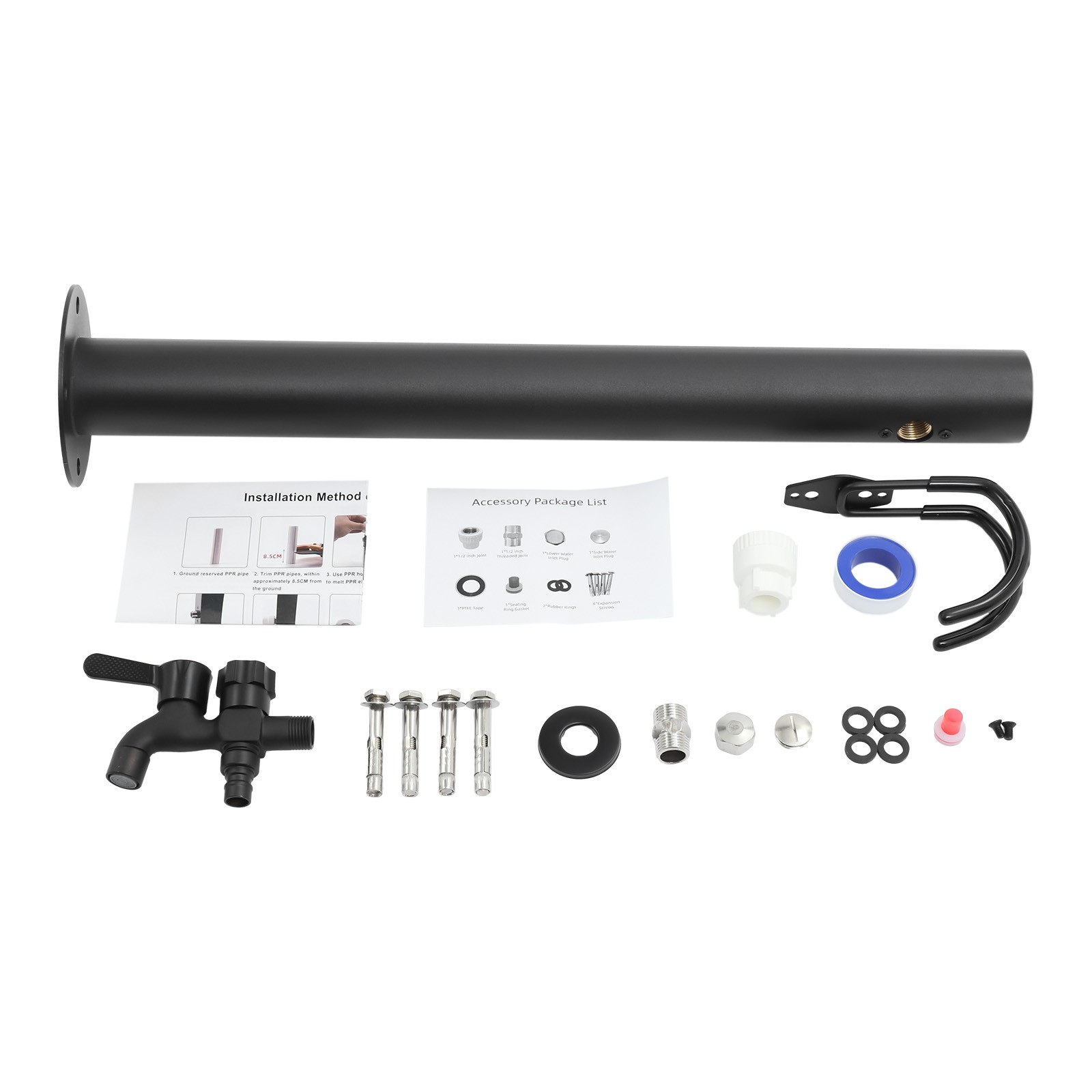 2-Outlets Outdoor Water Column Faucet Floor Mount Column Faucet Garden Faucet