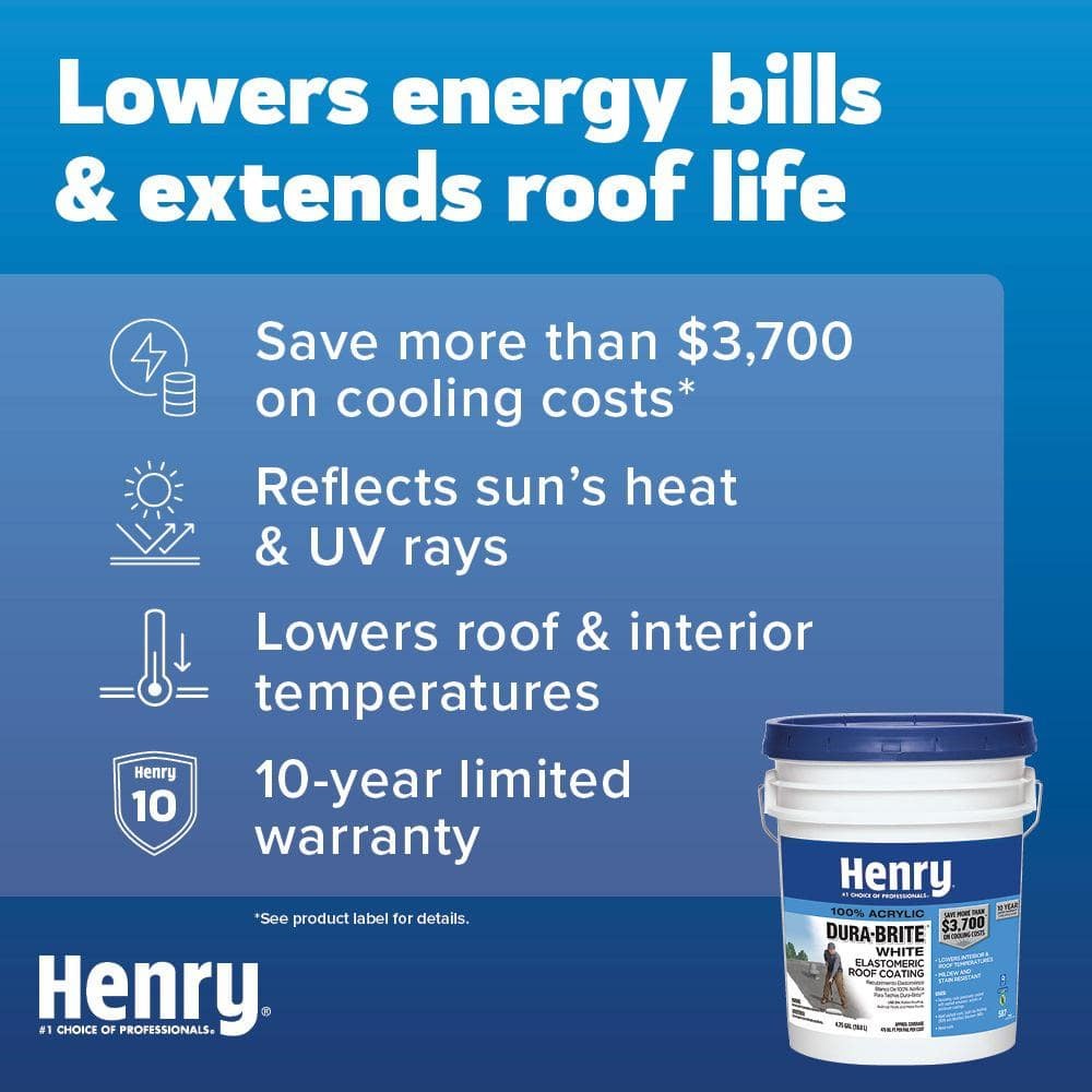 Elastomeric Reflective Roof Coating Dura Brite White 100% Acrylic 4.75 Gallons