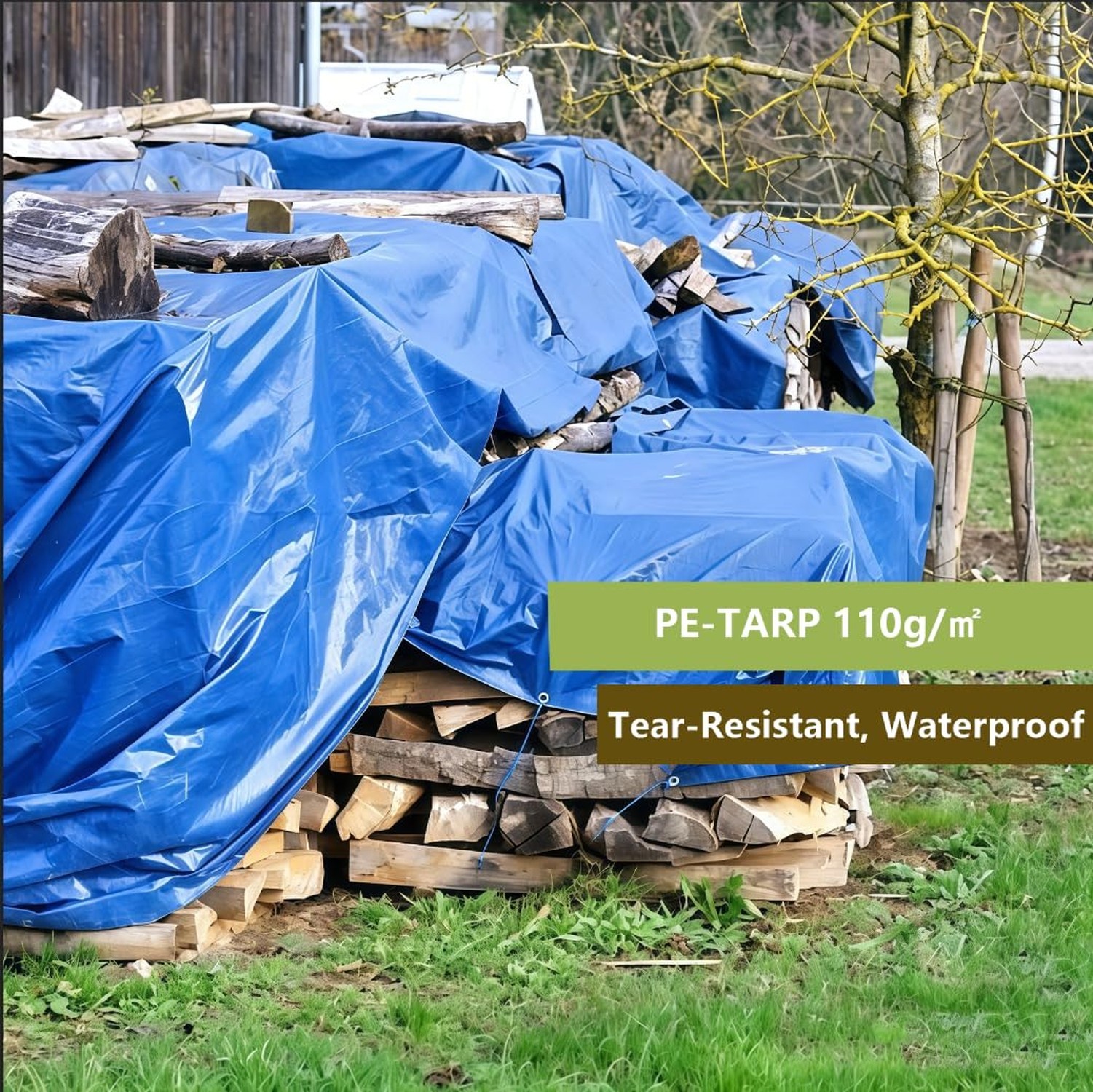 Heavy Duty Waterproof Tarp 10×10 FT, 6 Mil Thick Tarpaulin Cover with Reinfor…