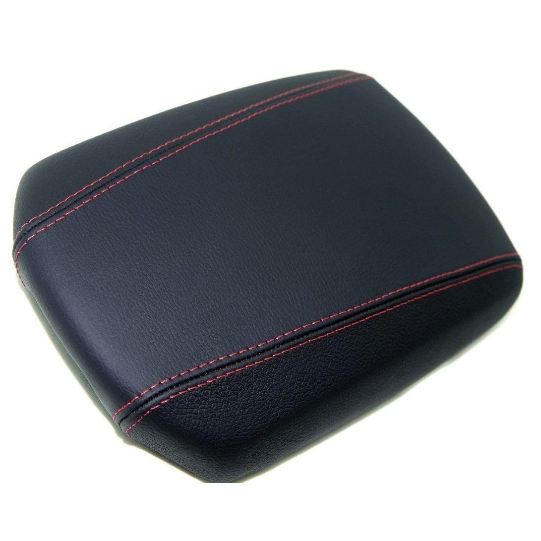 Vinyl Leather Console Armrest Cover Red Stitch Front Center 1013-CCA-VBR