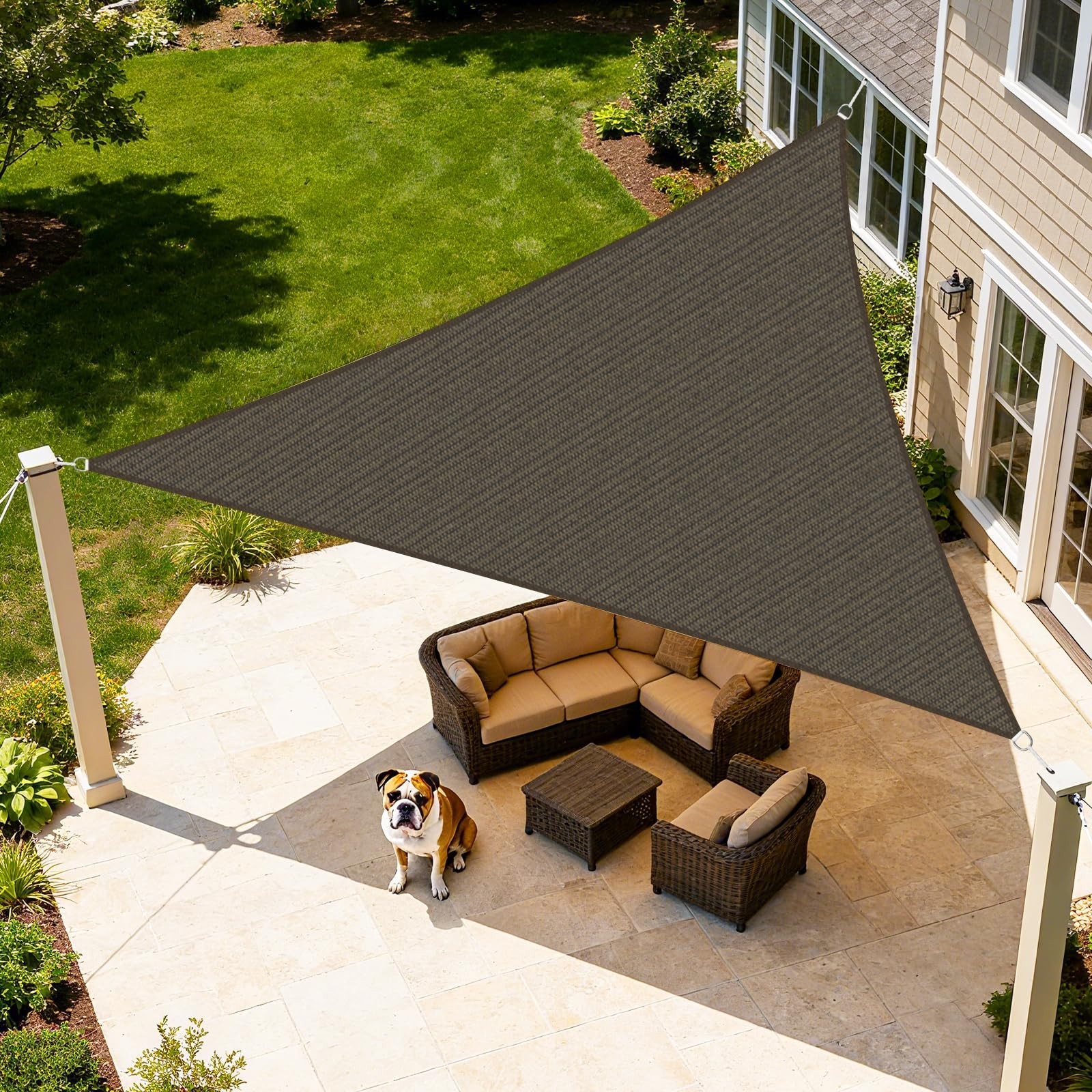 Sun Shade Sail, 10’x10’x14′ Mocha Triangle, Curved Edged Commercial Grade 185…