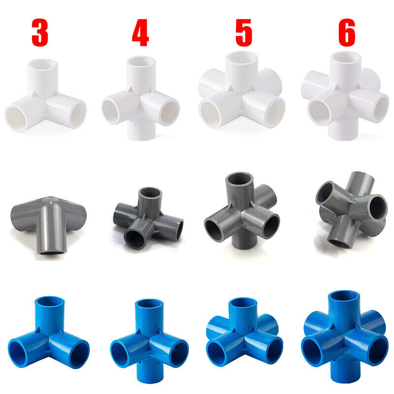 3/4/5/6-Way Elbow Connector Pipe Fittings 1/2″ 3/4″ 1″ 1.2″ 1.5″ White Blue Grey