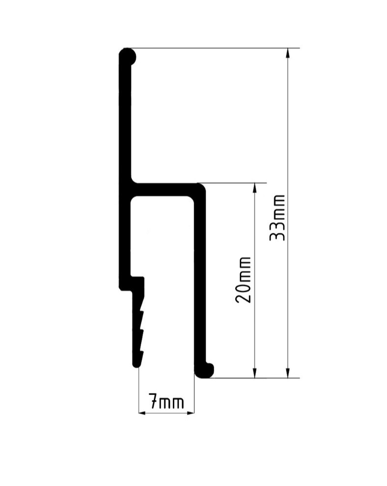 Stretch Ceiling Aluminum Wall Profile 2 m / 6.5 ln. ft.