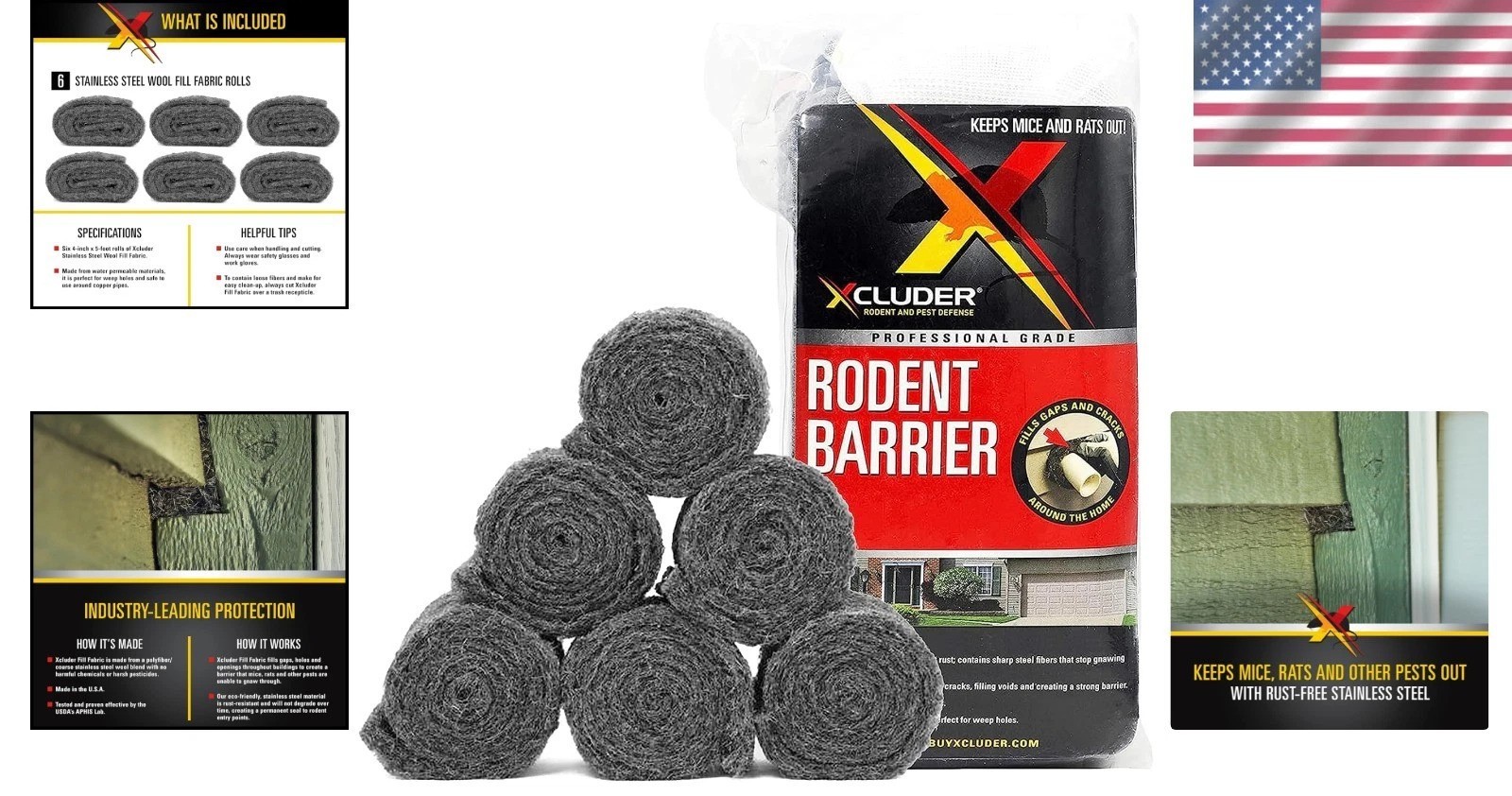 Rodent Control Fill Fabric 6 Rolls Stainless Steel