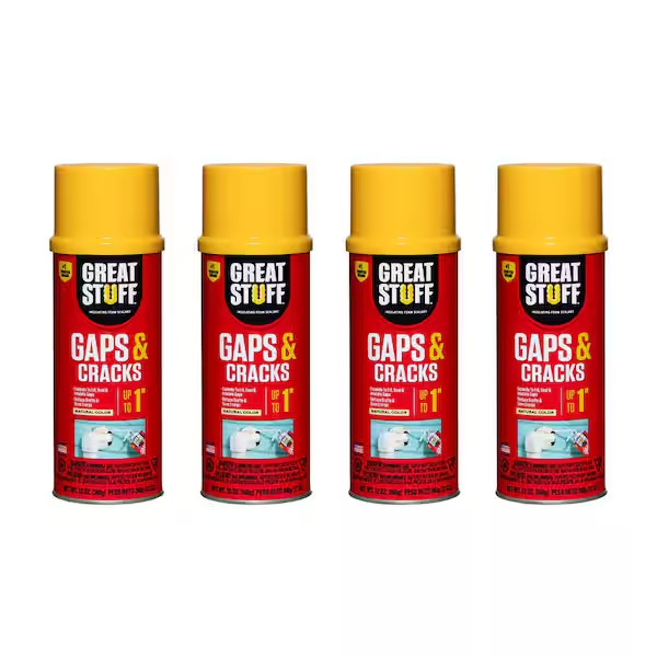 (4 Pack) GREAT STUFF Spray Foam Sealant for Insulating Gaps and Cracks, 12 oz.