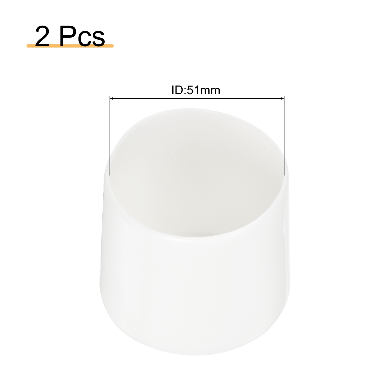 2 x White 51mm Rubber End Caps Round Vinyl Plug Insert Rubber Flexible