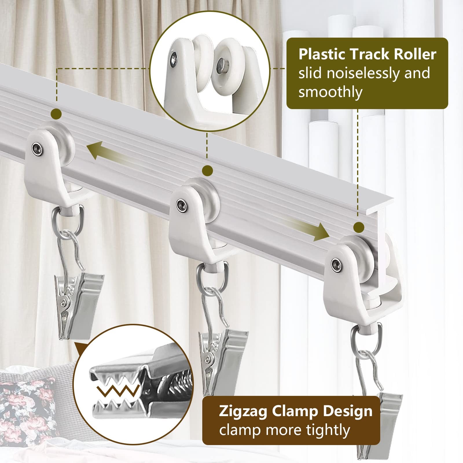 Tokplnu Flexible Bendable Curtain Track Ceiling Wall Mount 14Ft Curved Sliding