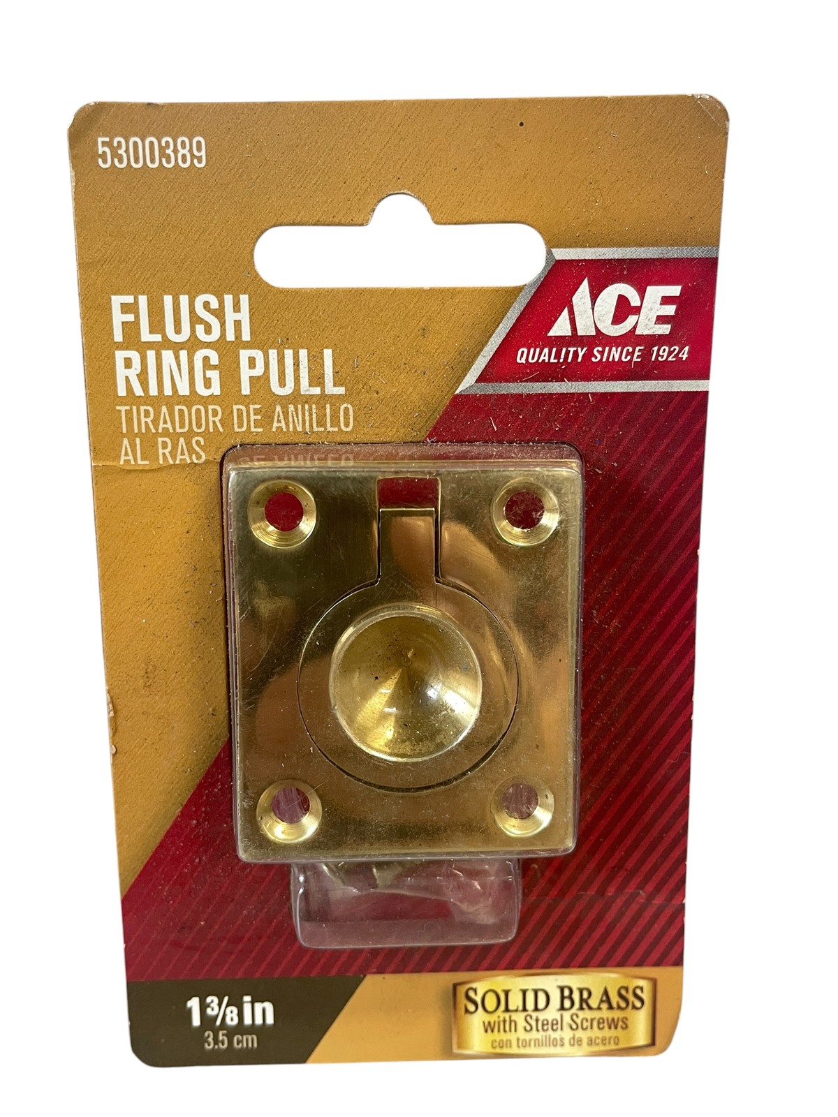 ACE 1-3/8″ Solid Brass Flush Ring Pull Handle with Steel Screws New 5300389
