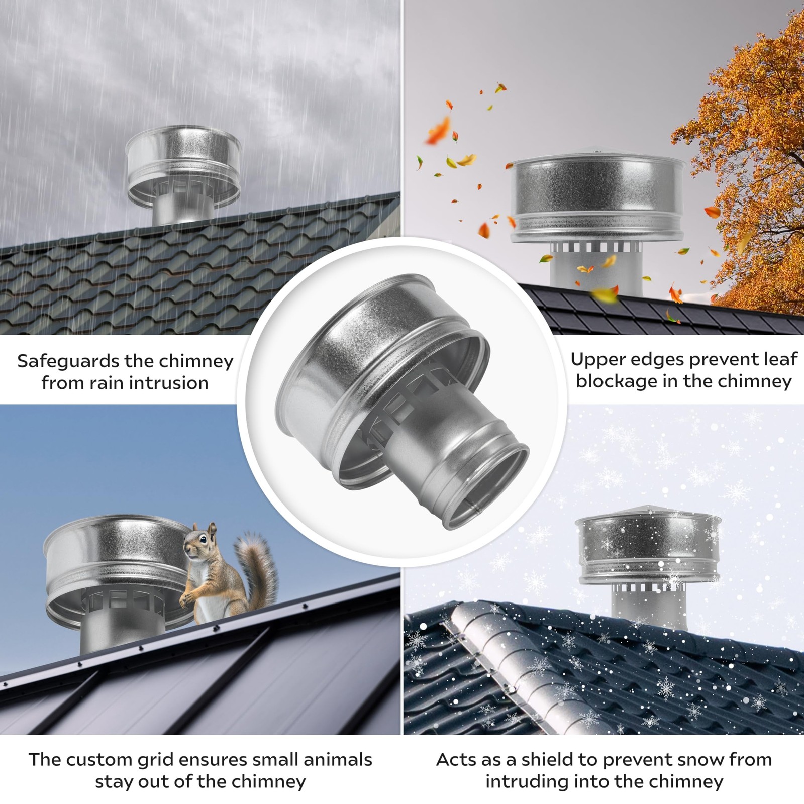 4 Inch Roofing Rain Cap – Galvanized Steel Round Roof Vent Cover – All Weathe…