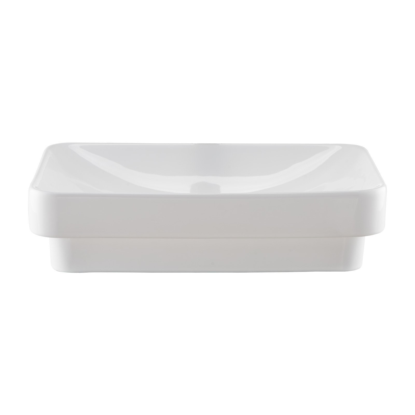 Semi Recessed Bathroom Sink, 19.29 x 12.01 Inch Rectangular White Ceramic Vessel