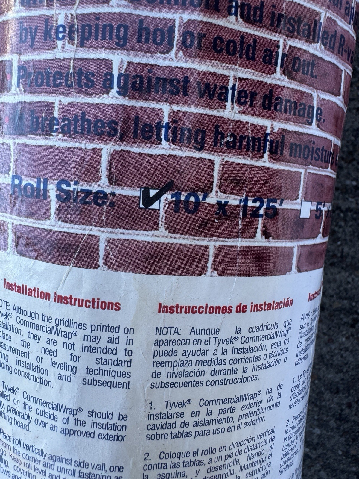 Tyvek Commercial Grade Wrap D 10 ft. W x 125 ft. L Can use as House Wrap
