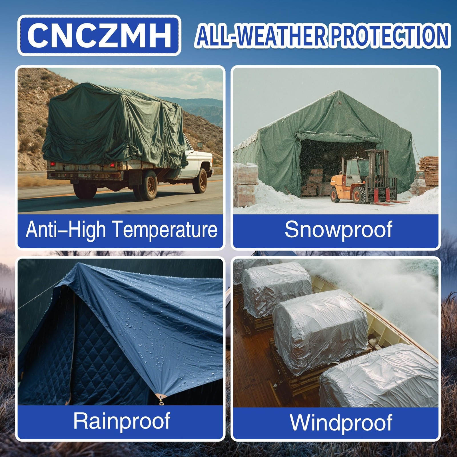Tarp Heavy Duty Waterproof 12×20 Feet, 10 Mil Thick Blue Poly Tarps Outdoor, …