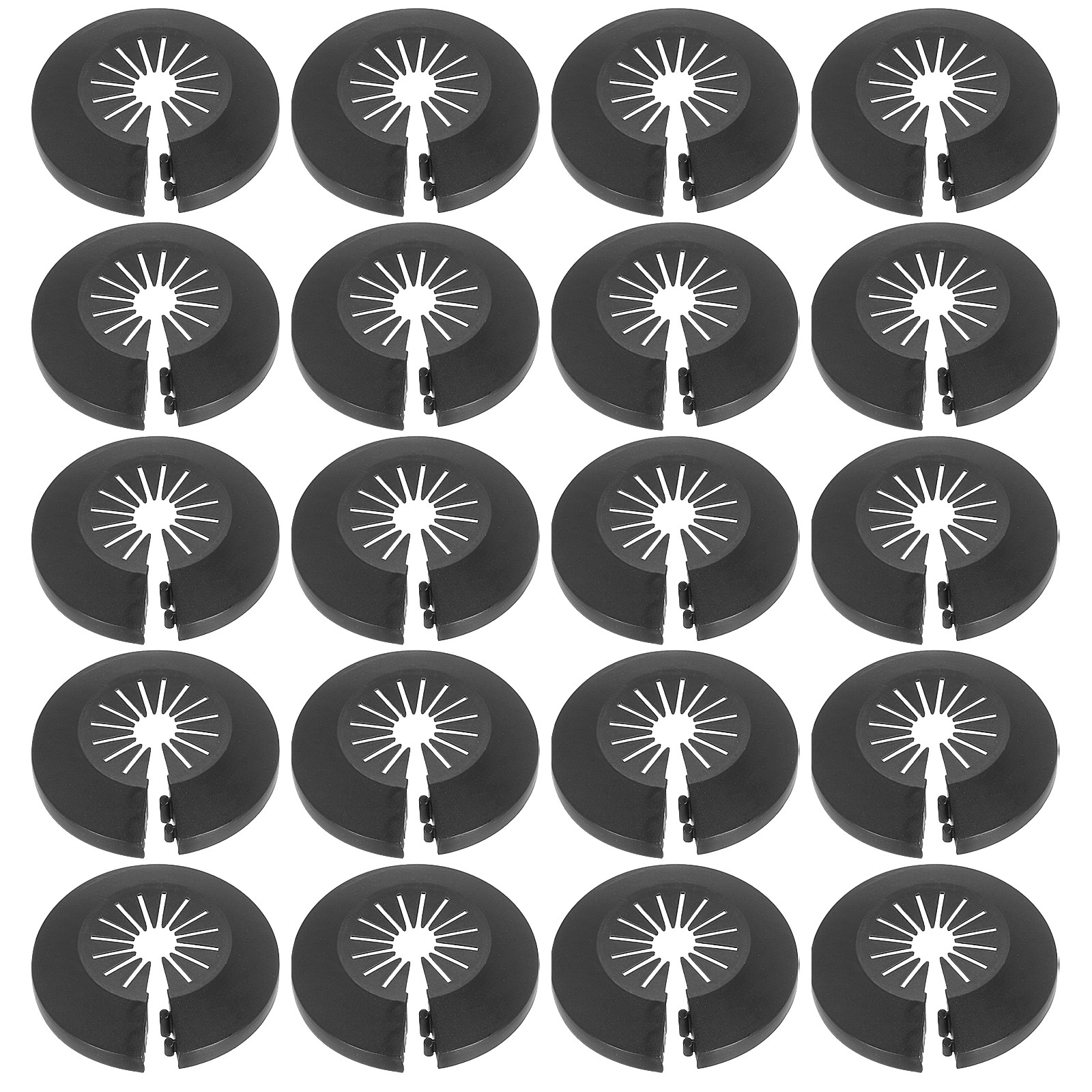 20pcs Flange Pipe Cover Decoration 0.39″ to 0.98″ Clip-on Wall Hole Cover, Black