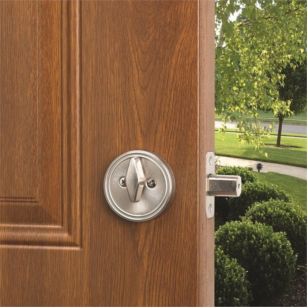 Design House Brass Single-Sided Deadbolt Lockset in Satin Nickel