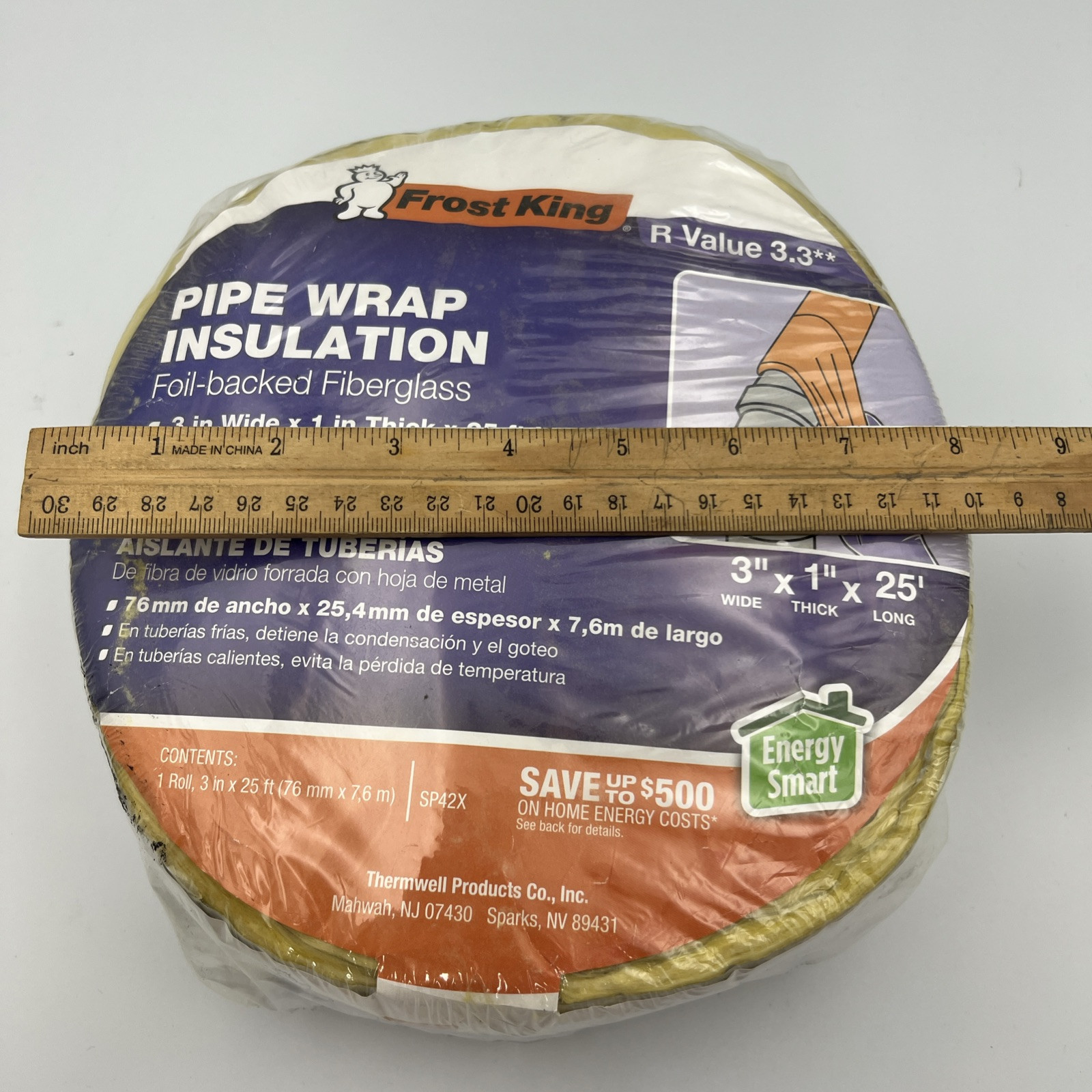 Frost King Pipe Wrap Insulation Tape 3″OD x 25Ft L x 1″ Thick SP42X/18