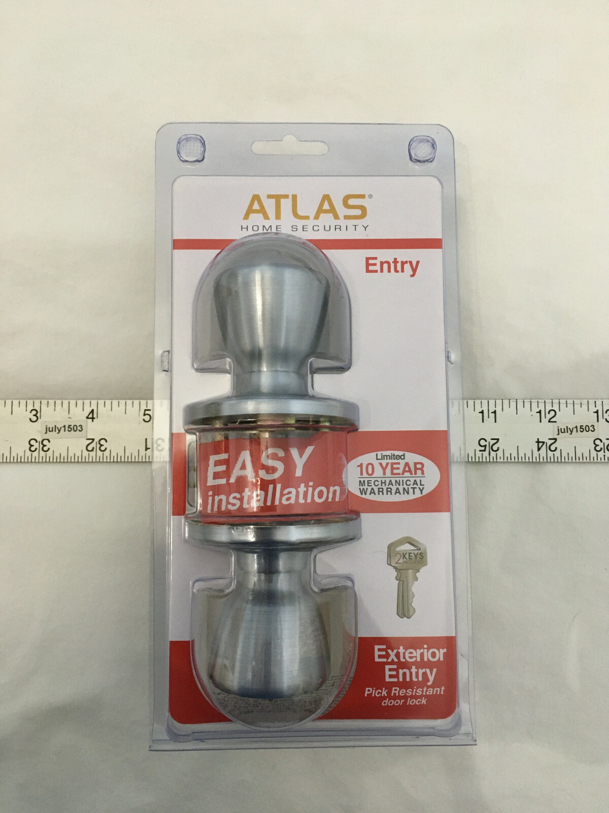 NEW Atlas Tulip Style Exterior Entry Door Knob – Satin Chrome – Includes 2 Keys