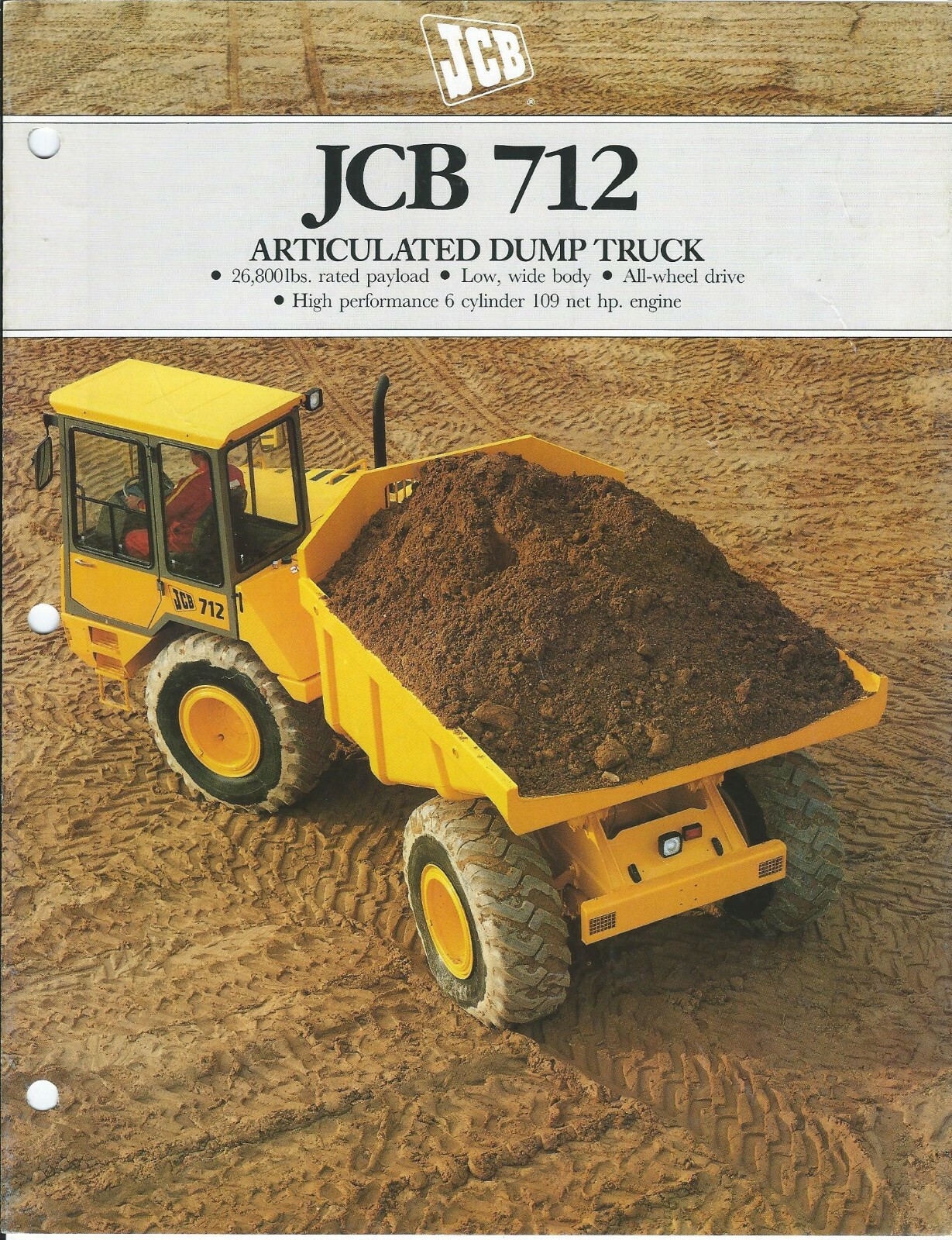 Equipment Brochure – JCB – 712 – Articulated Dump Truck – c1990 (E6498)