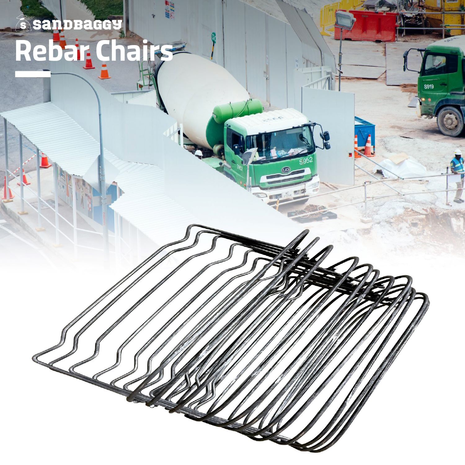 Sandbaggy 3 inch Steel Rebar Chairs for Concrete Footings – Double Rod Capacity