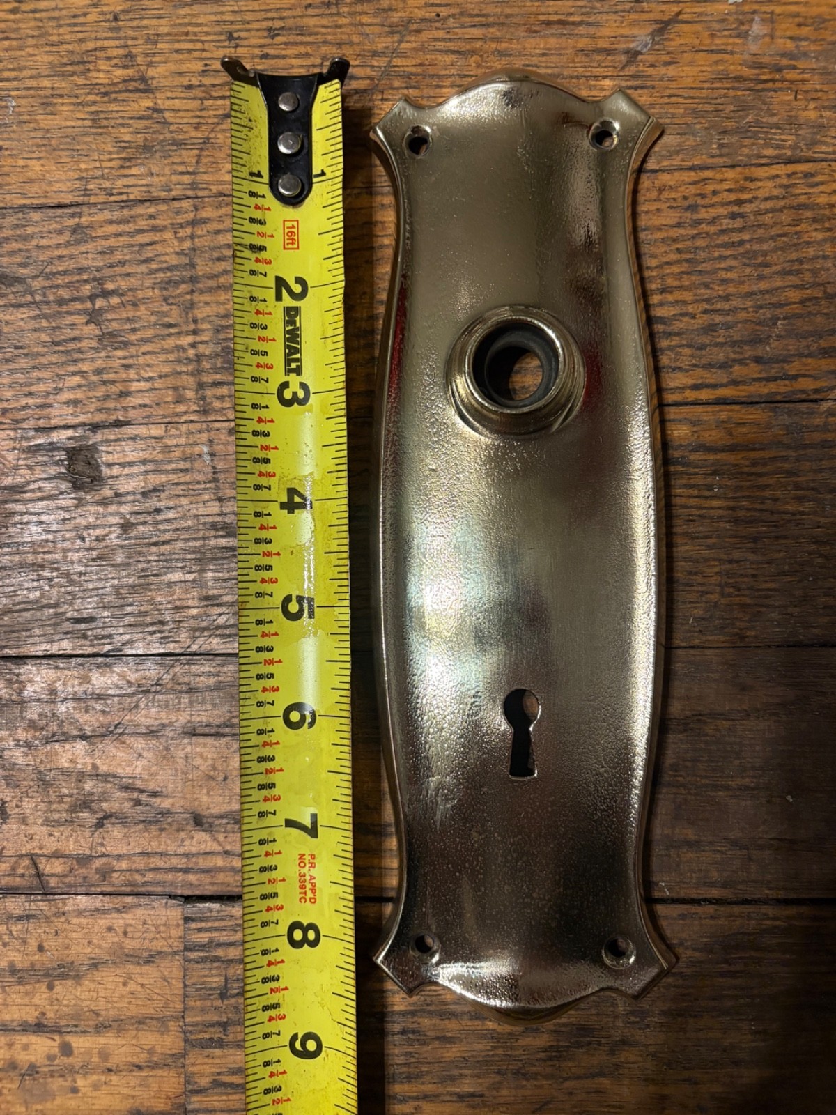 Vintage Solid Polished Brass Escutcheon Backplate NO SCREWS
