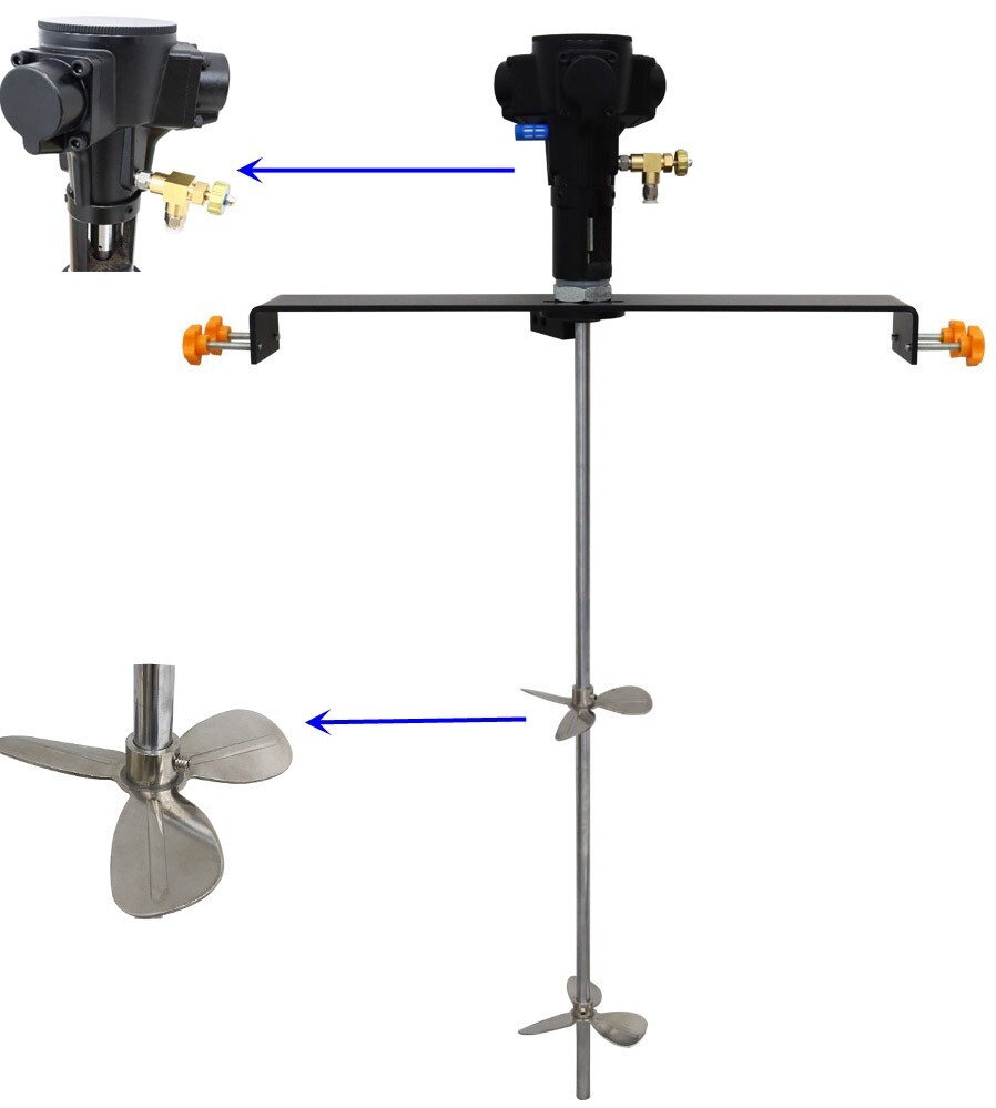 50 Gal Rung Tank Barrel Mixer Pneumatic Mixer for Mixing Paints/Coatings etc.