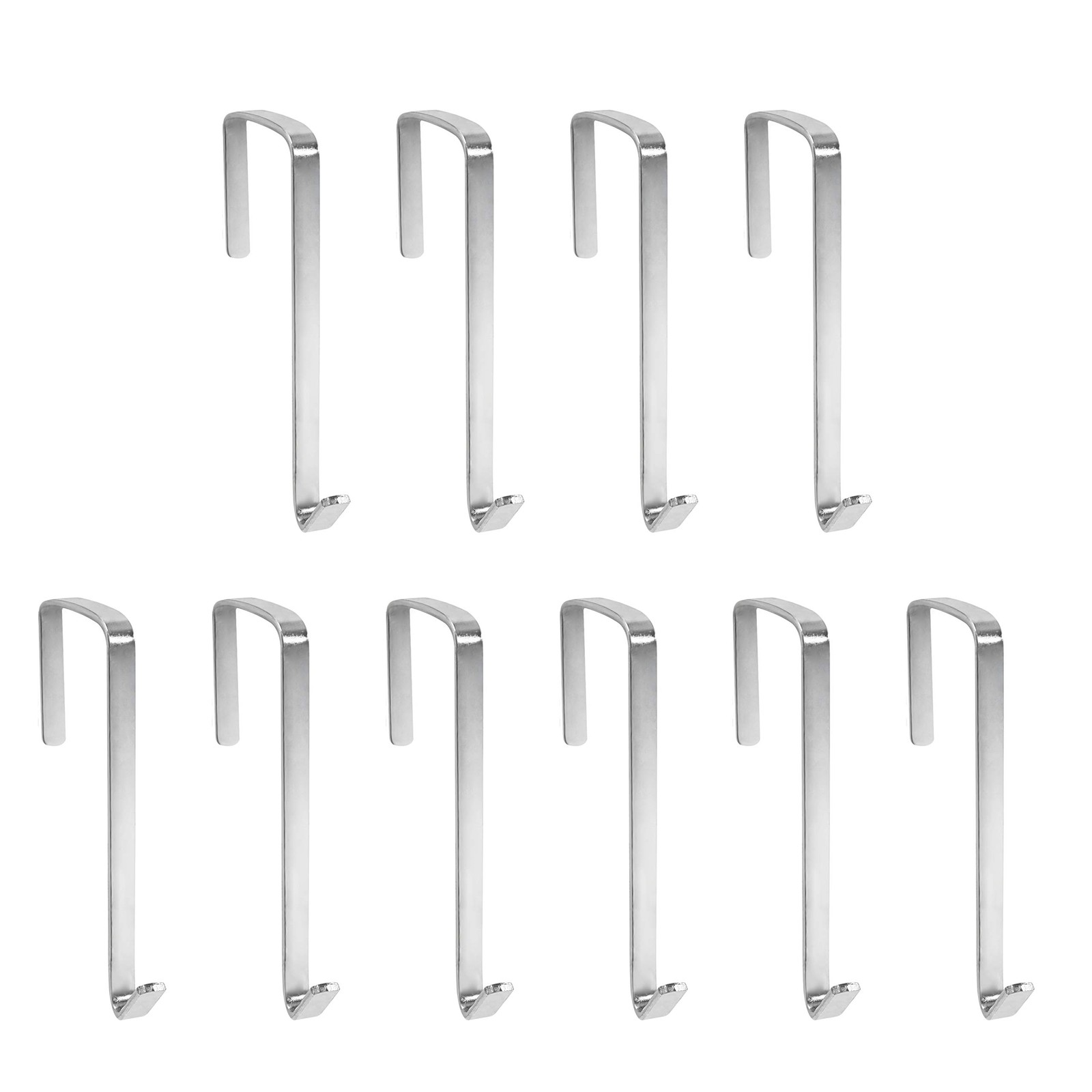 Vantasii 10 Pack Over The Door Metal Hook Hanger to Width: 0.2 inches, Silver