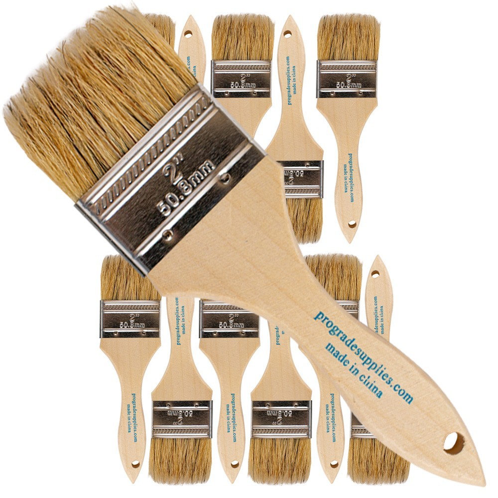 Pro Grade – Chip Paint Brushes – 12 Ea 2 Inch Chip Paint Brush Light Brown