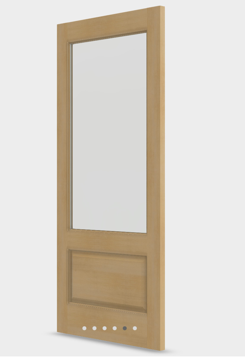 Exterior Hemlock Solid Wood Stain Grade French Doors 1 Lite Raised Bottom Panel