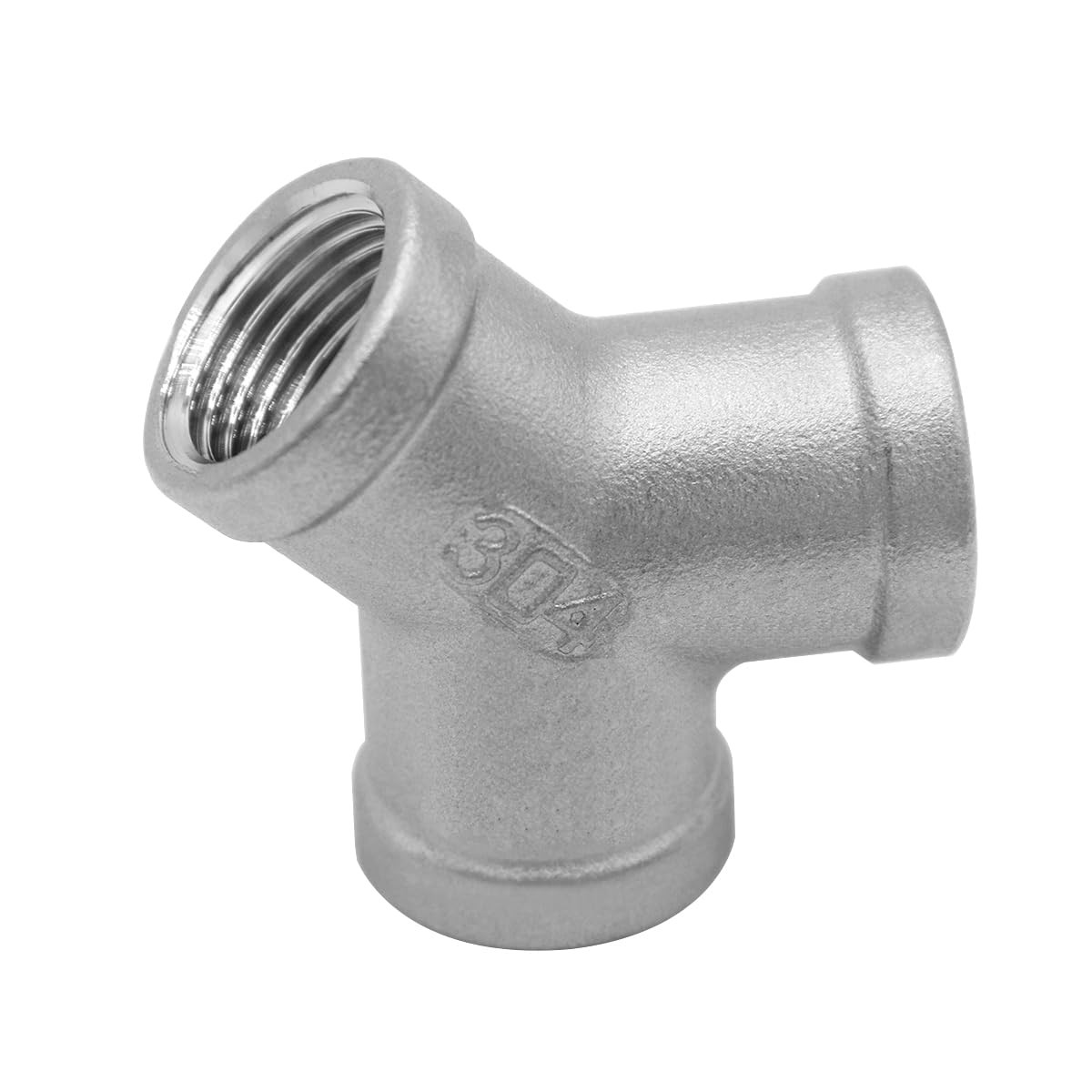 Beduan Tee 3/4 NPT Female Y Shaped 3 Way Cast Pipe Fitting 3/4NPT, Silver