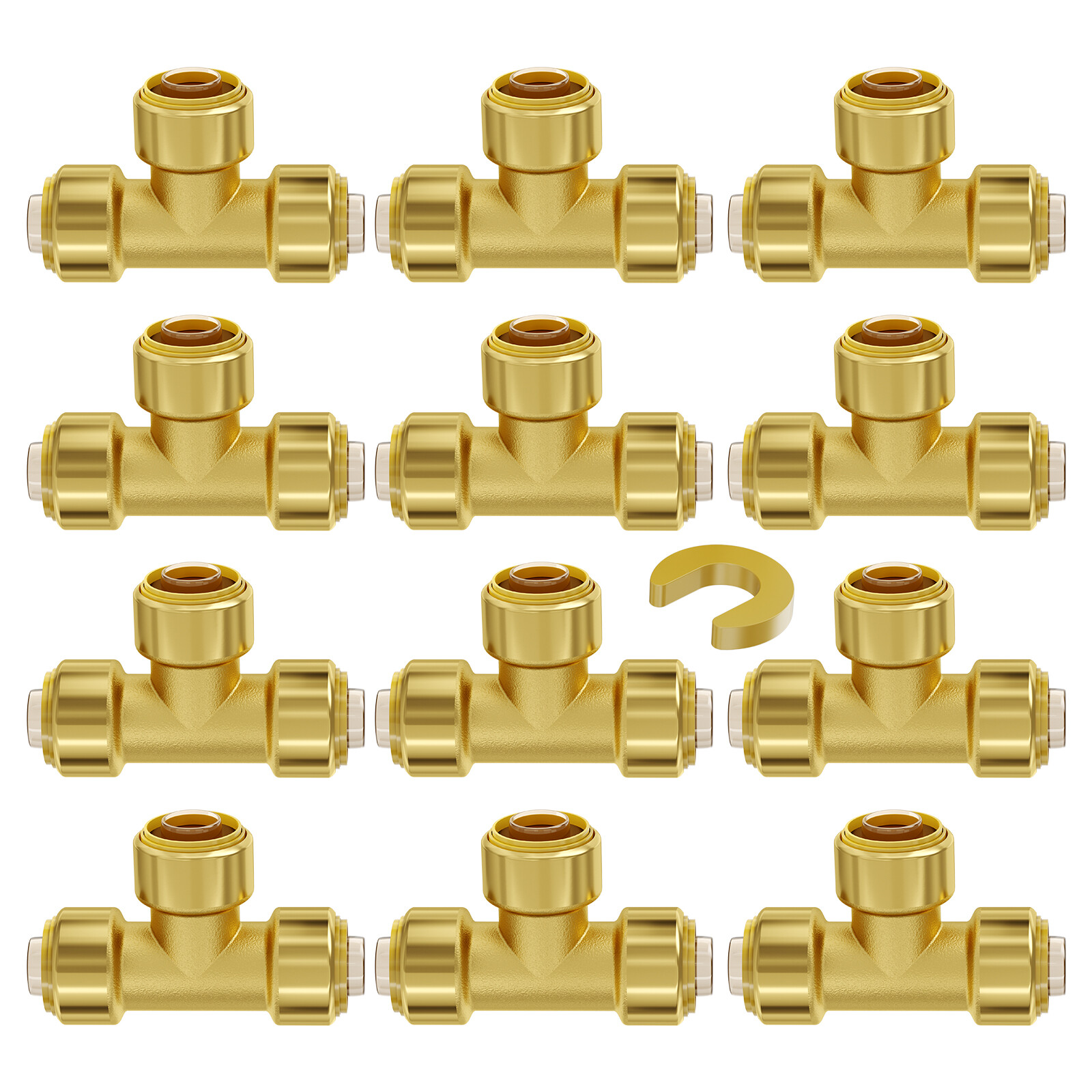 Uimoso Pipe Fittings 1/2″ 12PCS Tee Brass Push-Fit for Heating/Shower System