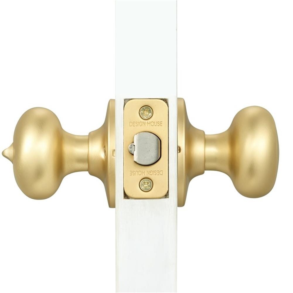 Design House Cambridge Keyed Entry Brass Door Knob in Satin Gold