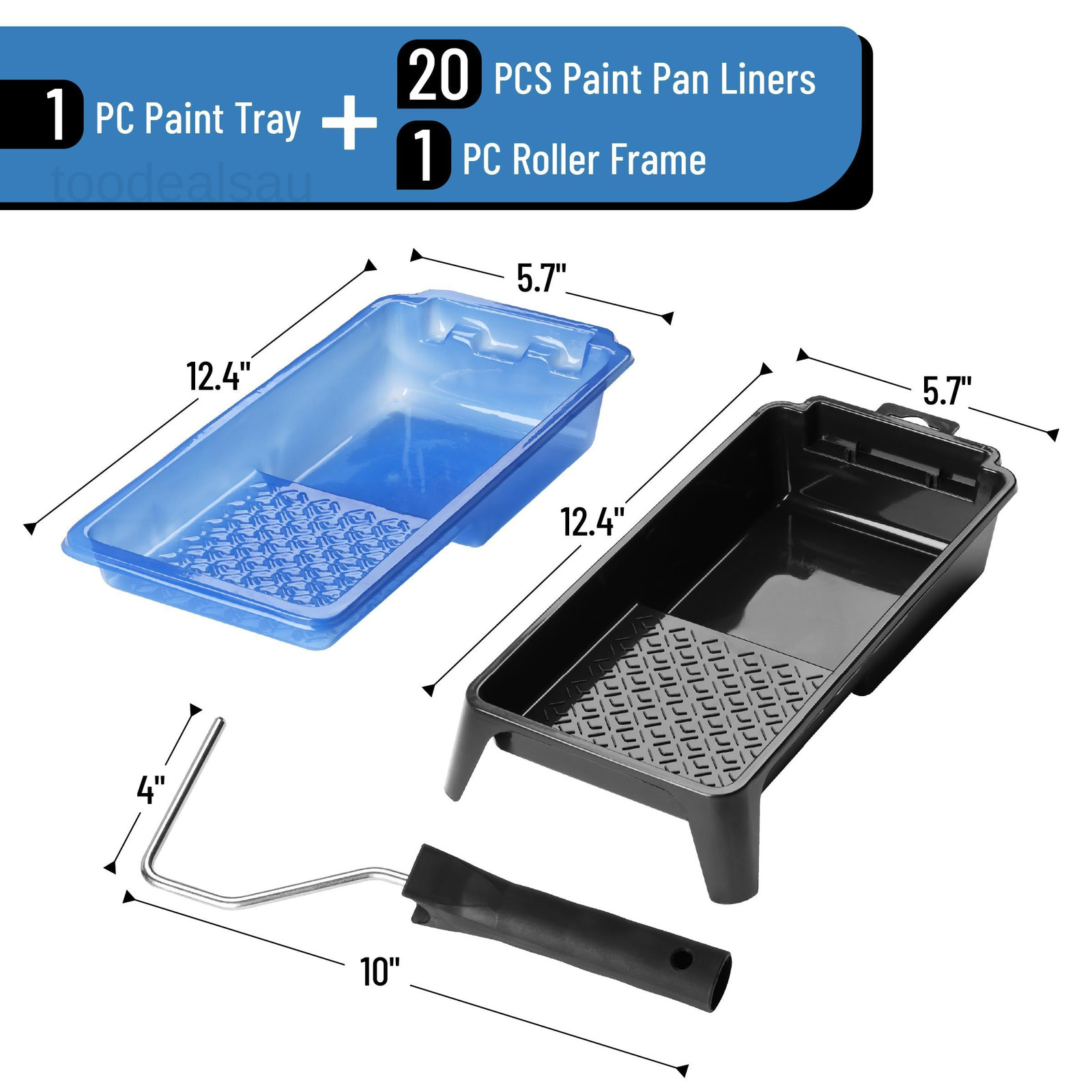 4 Inch Paint Tray Set, 22 pcs, 1x 4 Roller 4 inches, Blue