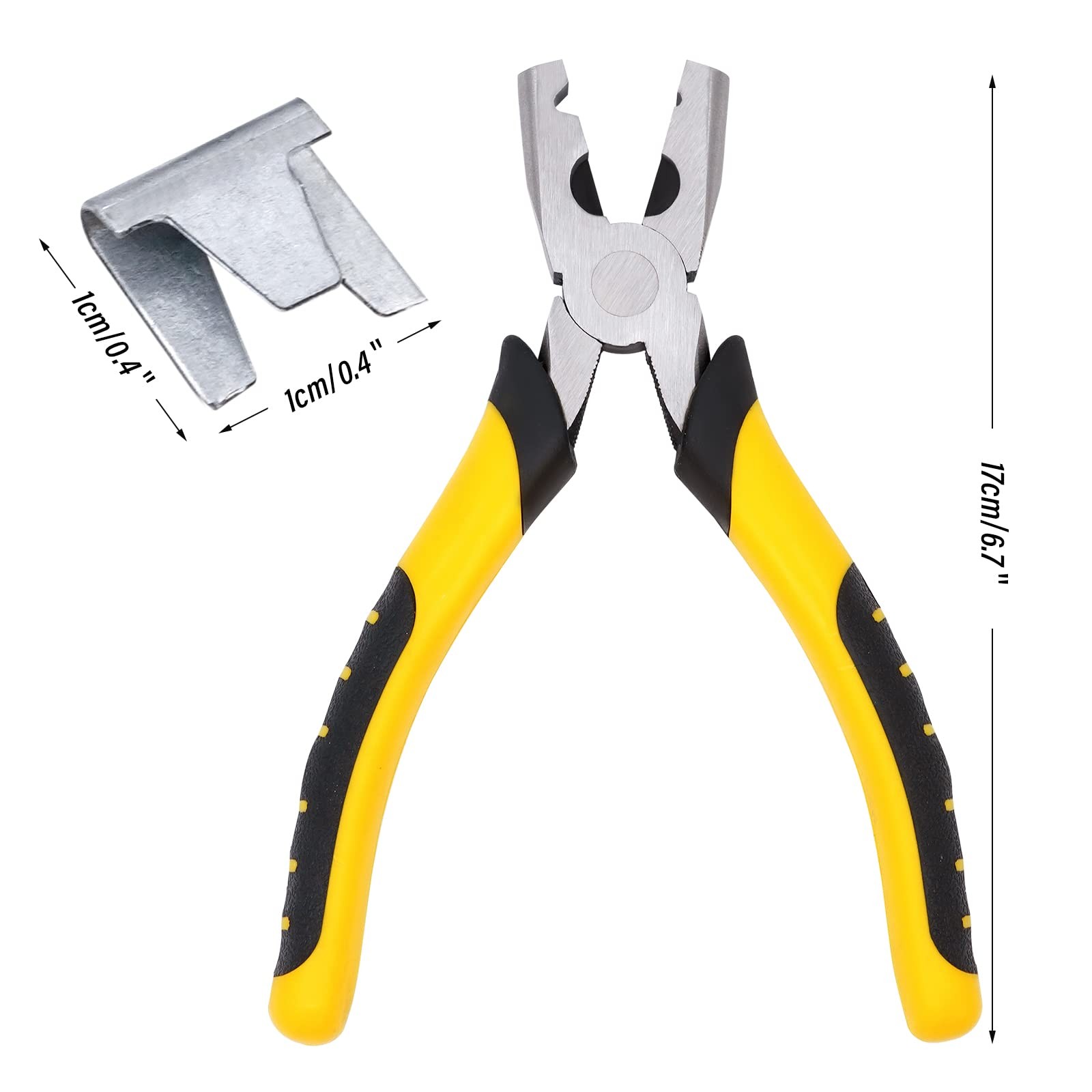 900pcs Rabbit Chicken Wire Cage Clips with Fence Pliers Hog Rings Yellow