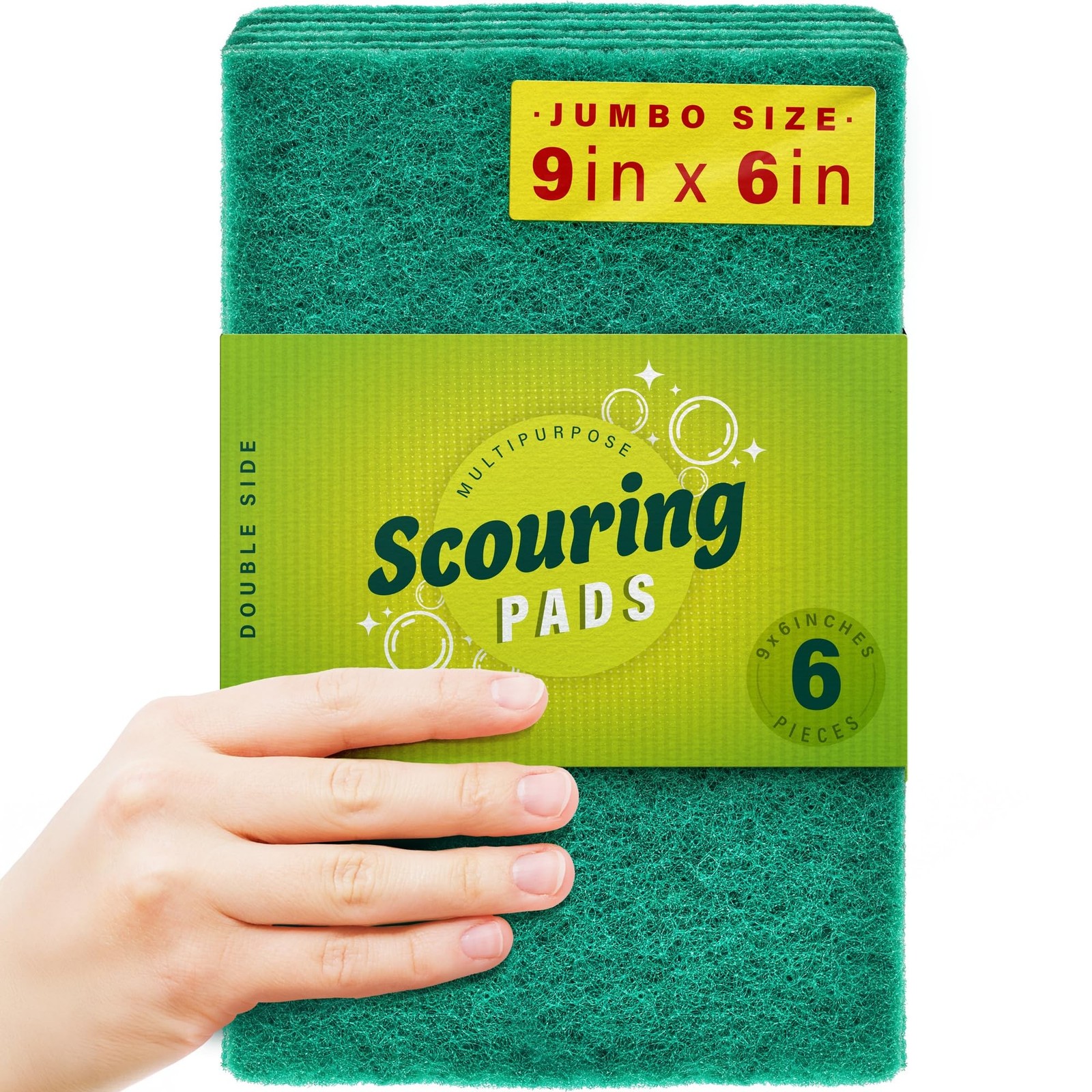 DecorRack 6 X-Large Scouring Pads 9″ x 6″ Extra Large Dish Pad for Heavy Duty…