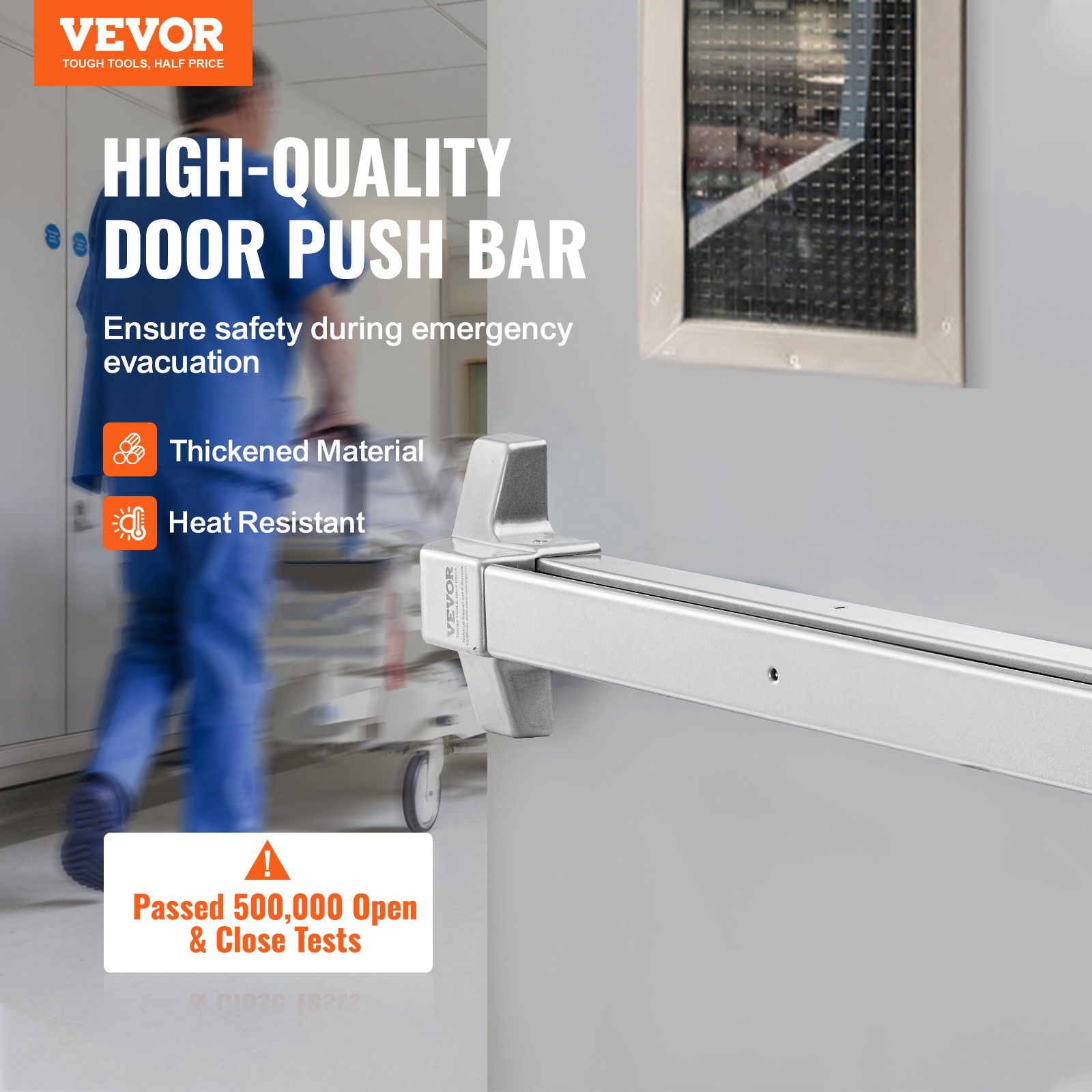 VEVOR Push Bar Door Locks Carbon Steel Panic Bars for Exit Doors Exterior Lever