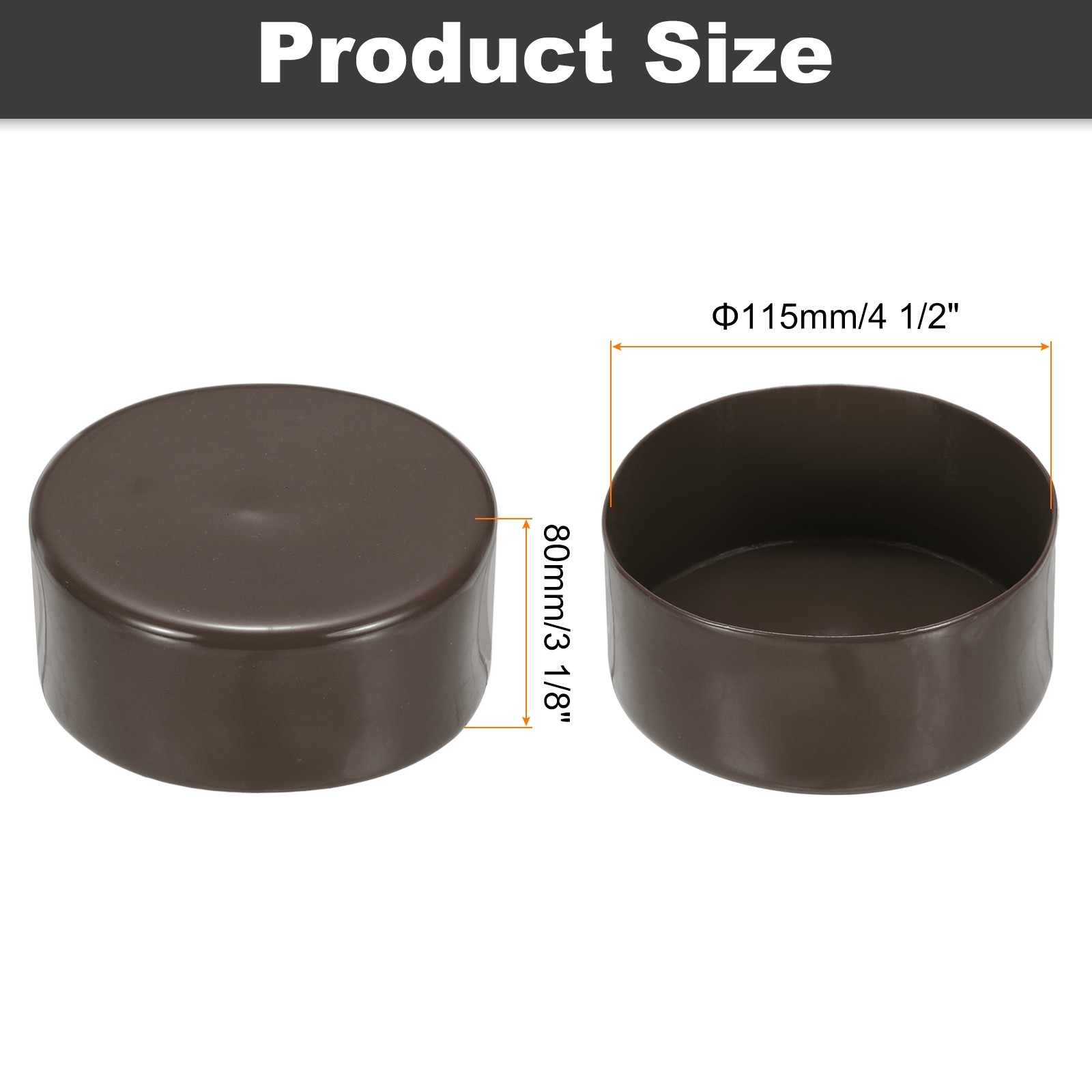 115mm (4 1/2″) ID Rubber End Caps Pipe & Fence Post Protectors Brown