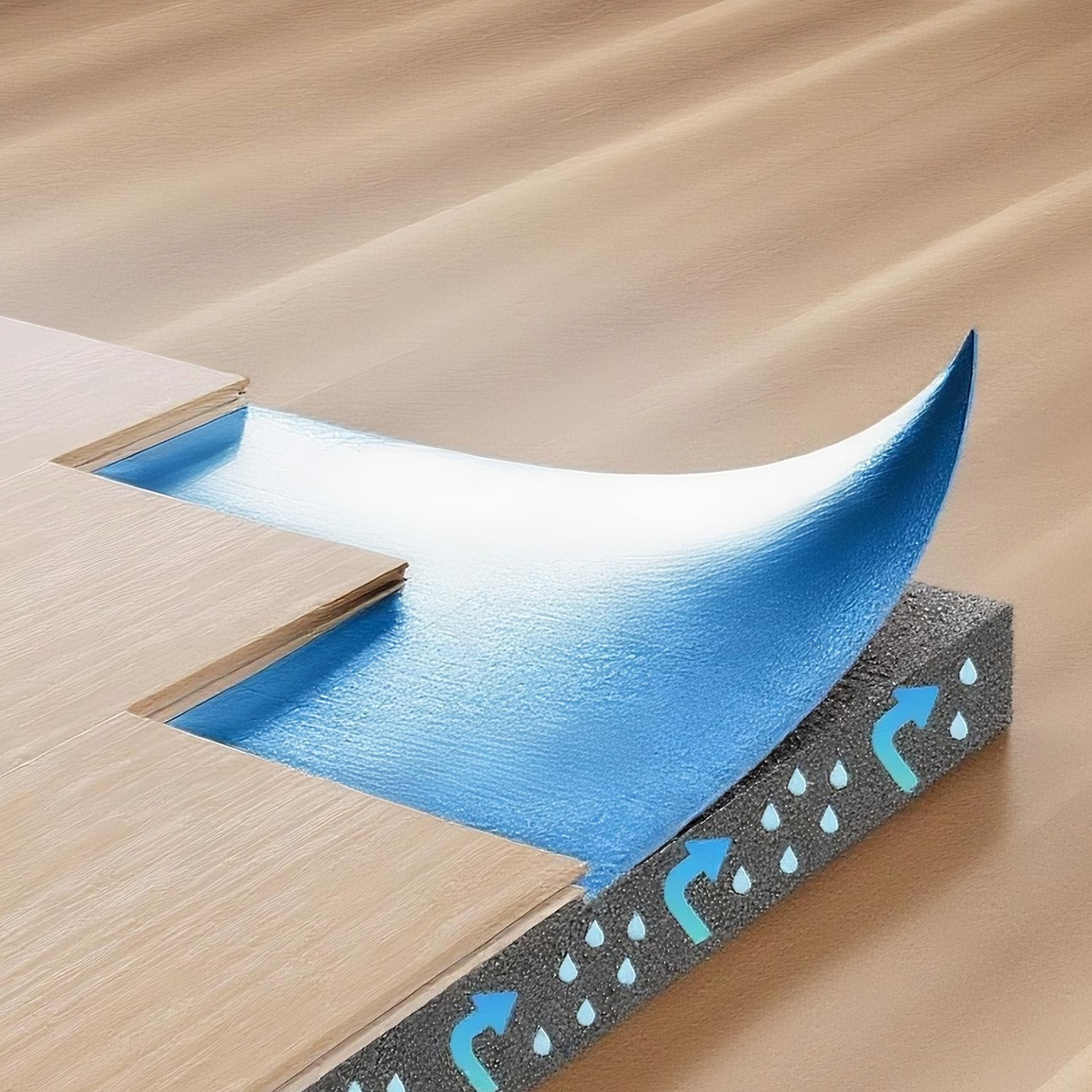 VEVOR Floor Underlayment 200 sq ft 3mm 3-in-1 Vapor Barrier for Laminate Blue