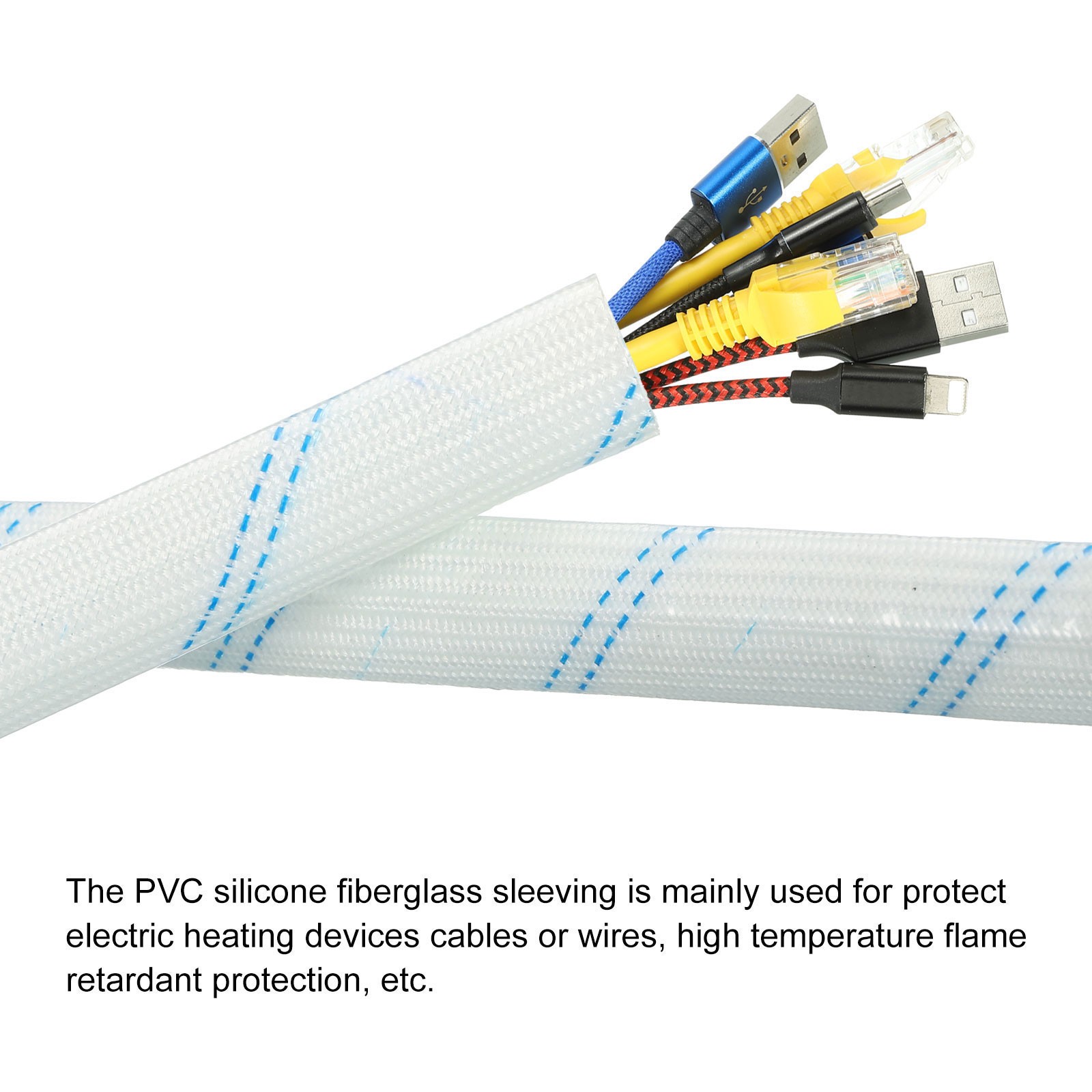 Fiberglass Sleeve Insulation Tube,1.5mm/0.06inch IDx1m/3.28ft Cable Wire,4pcs