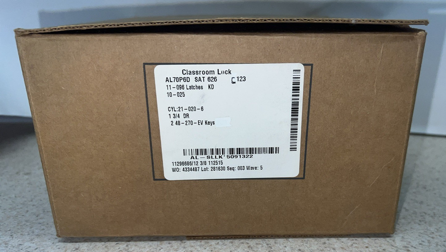 Schlage Classroom Lock AL70P6D Satin Nickel. NIB