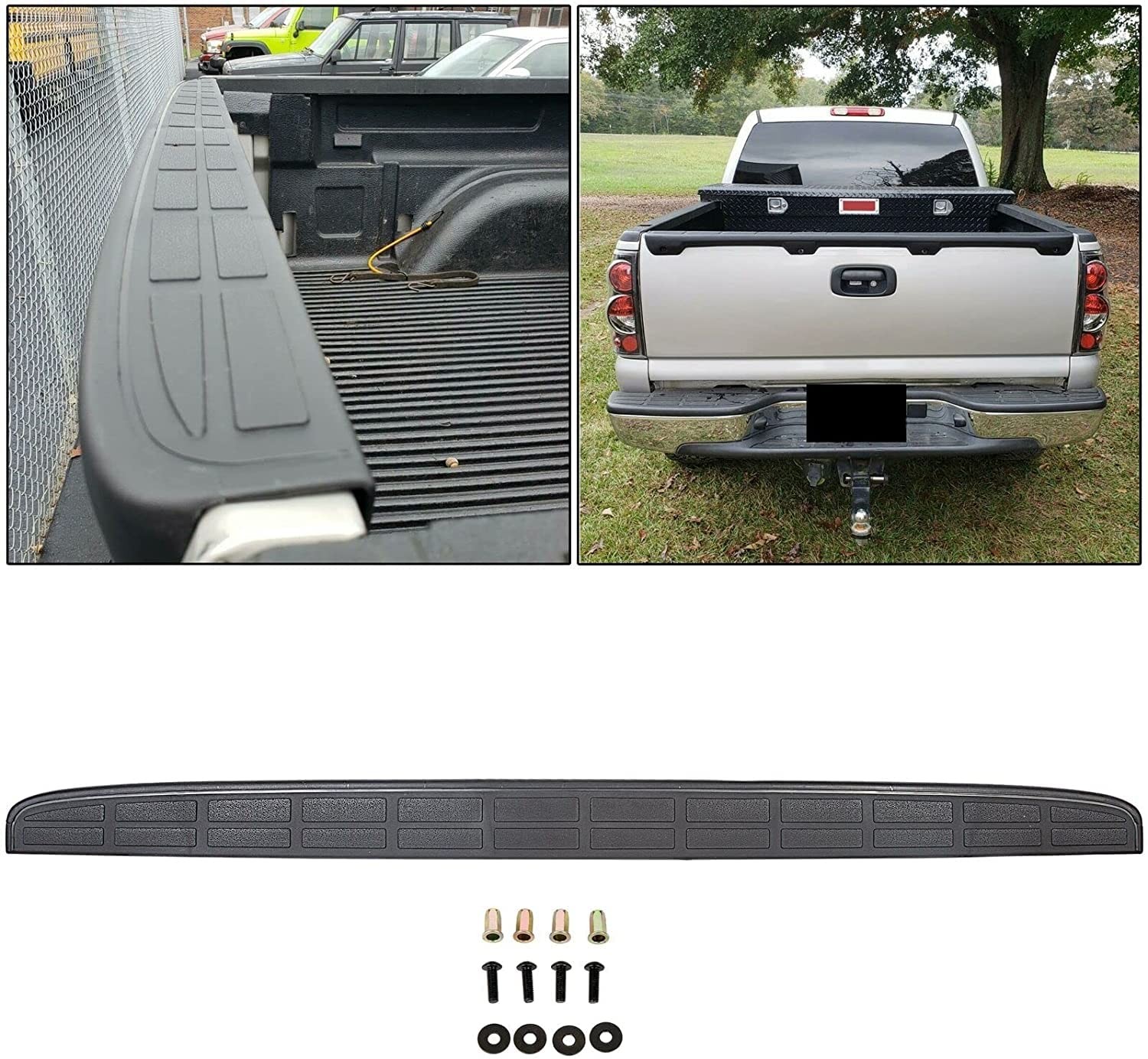 Tailgate Spoiler ABS Black Silver Textured GMC Chevy LUCK000291 15046605 RXY0511