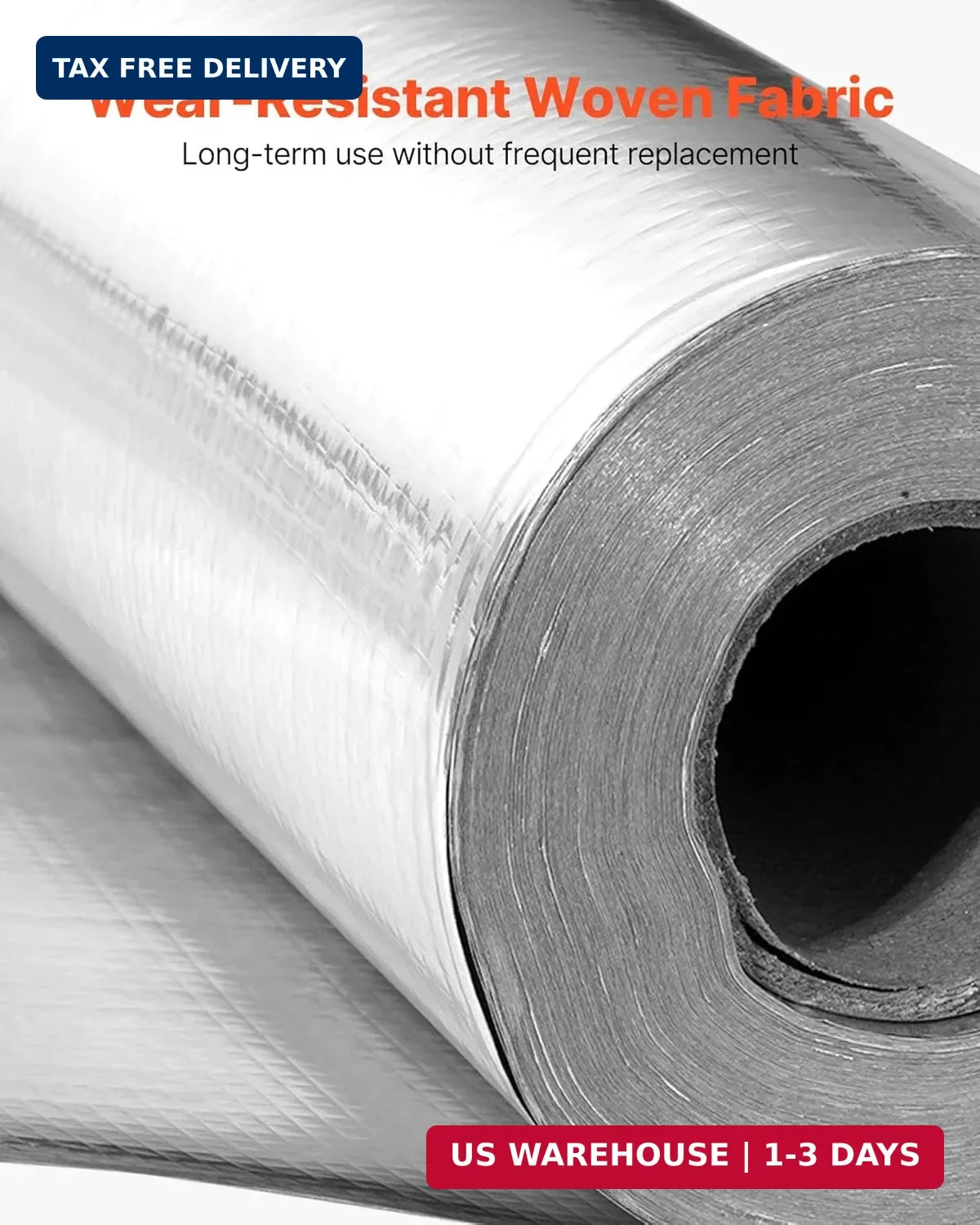 VEVOR Double Reflective Insulation Roll, Non-Perforated Woven Fabric Radiant Bar