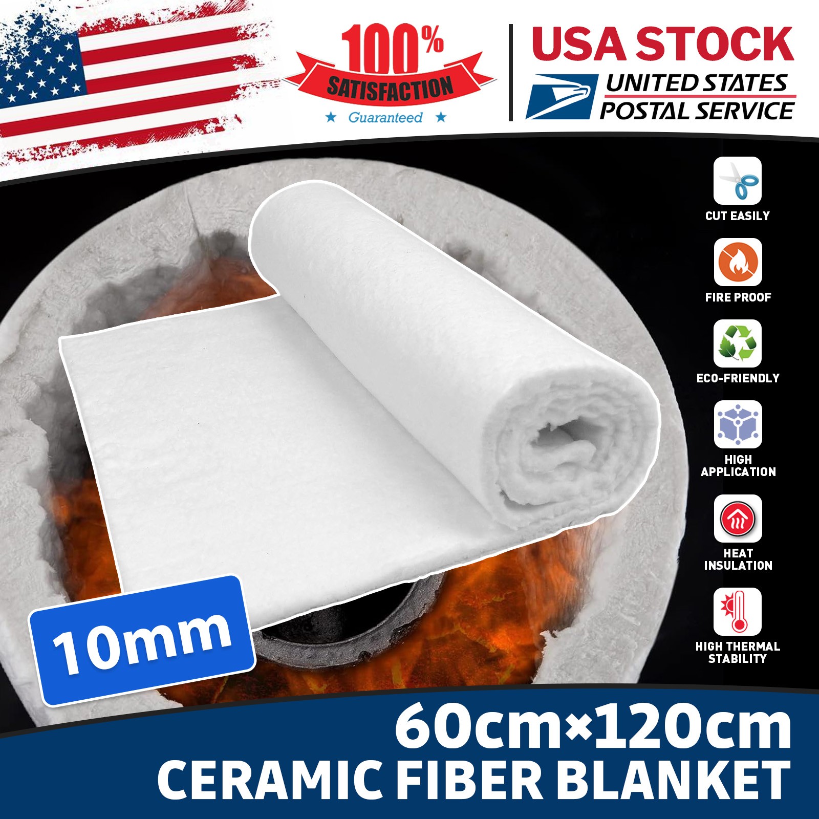 New 10mm Ceramic Fiber Blanket For High Temperature Pipe Insulation 120cm* 60cm