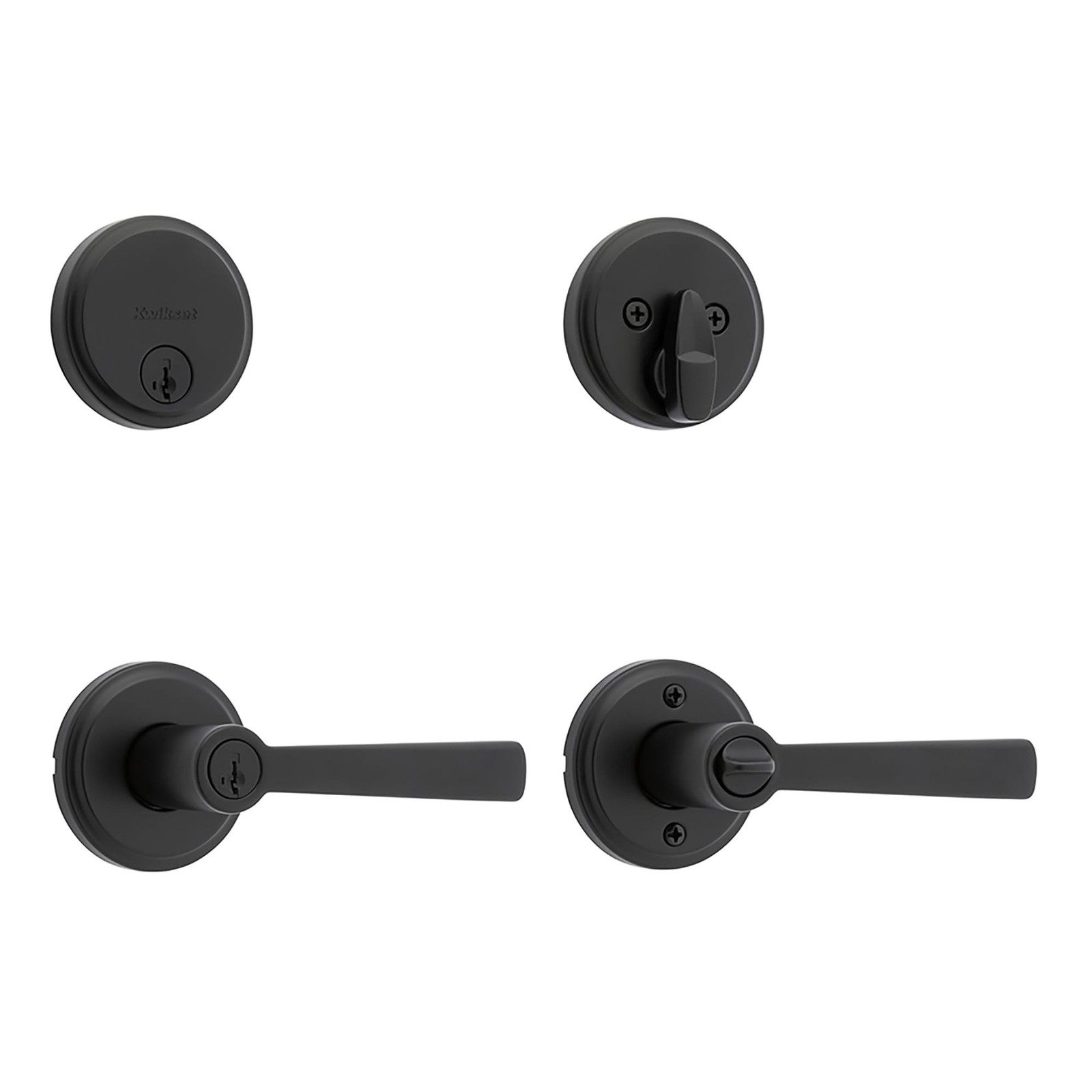 Kwikset Trafford Front Door Lock Handle and Deadbolt Combo Set, Matte Black, …