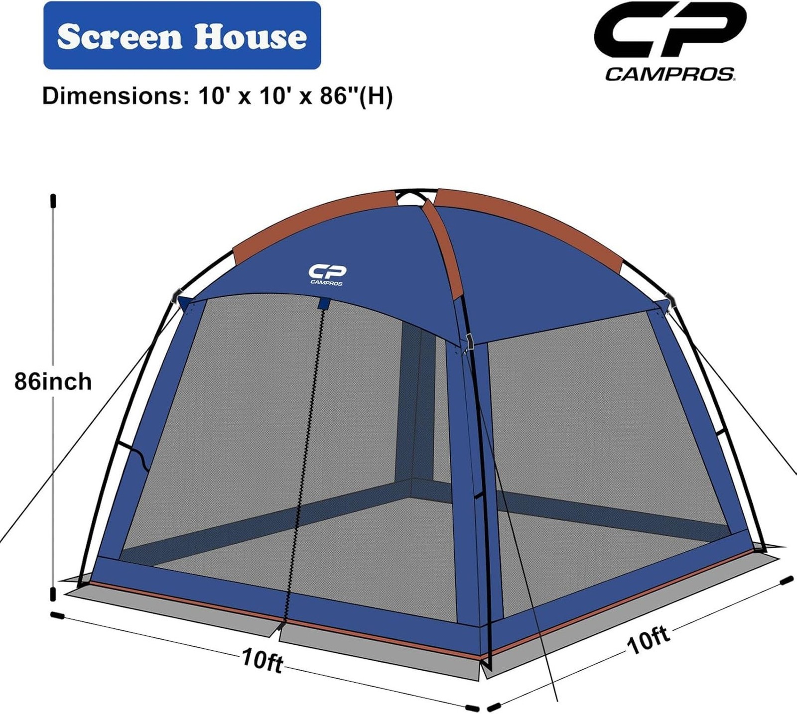 CAMPROS CP Screen House 10 x 10 Ft Screened Mesh Net Wall Canopy Tent Screen …