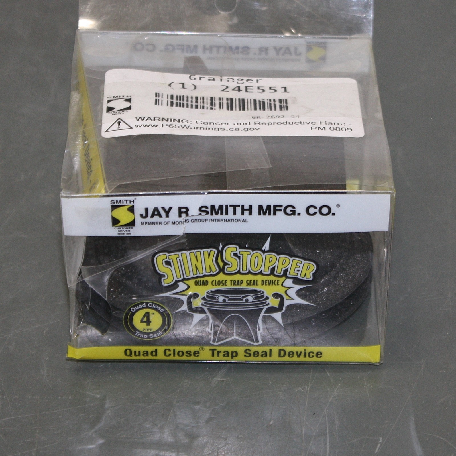 Jay R Smith Stink Stopper Trap Seal 2692-04, for 4″ Floor Drain, Quad Close